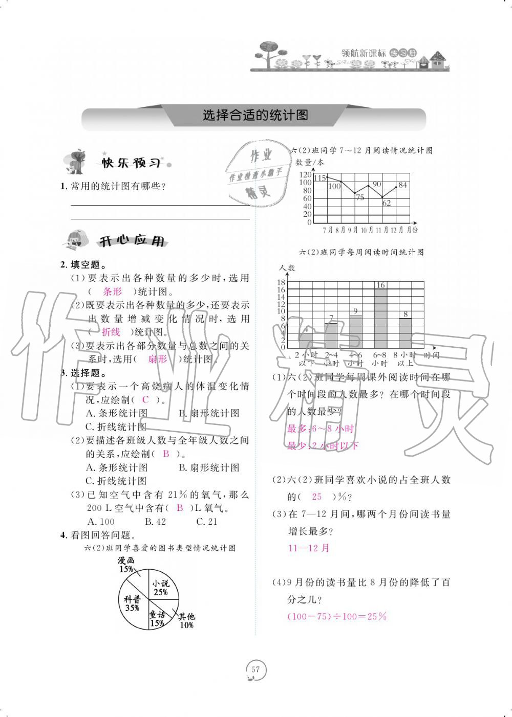 2019年領(lǐng)航新課標(biāo)數(shù)學(xué)練習(xí)冊(cè)六年級(jí)人教版 參考答案第57頁(yè)