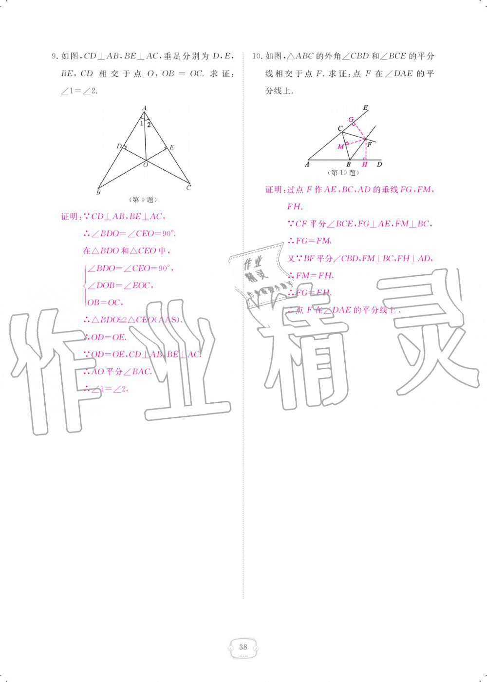 2019年領(lǐng)航新課標(biāo)練習(xí)冊(cè)八年級(jí)數(shù)學(xué)上冊(cè)人教版 參考答案第38頁(yè)