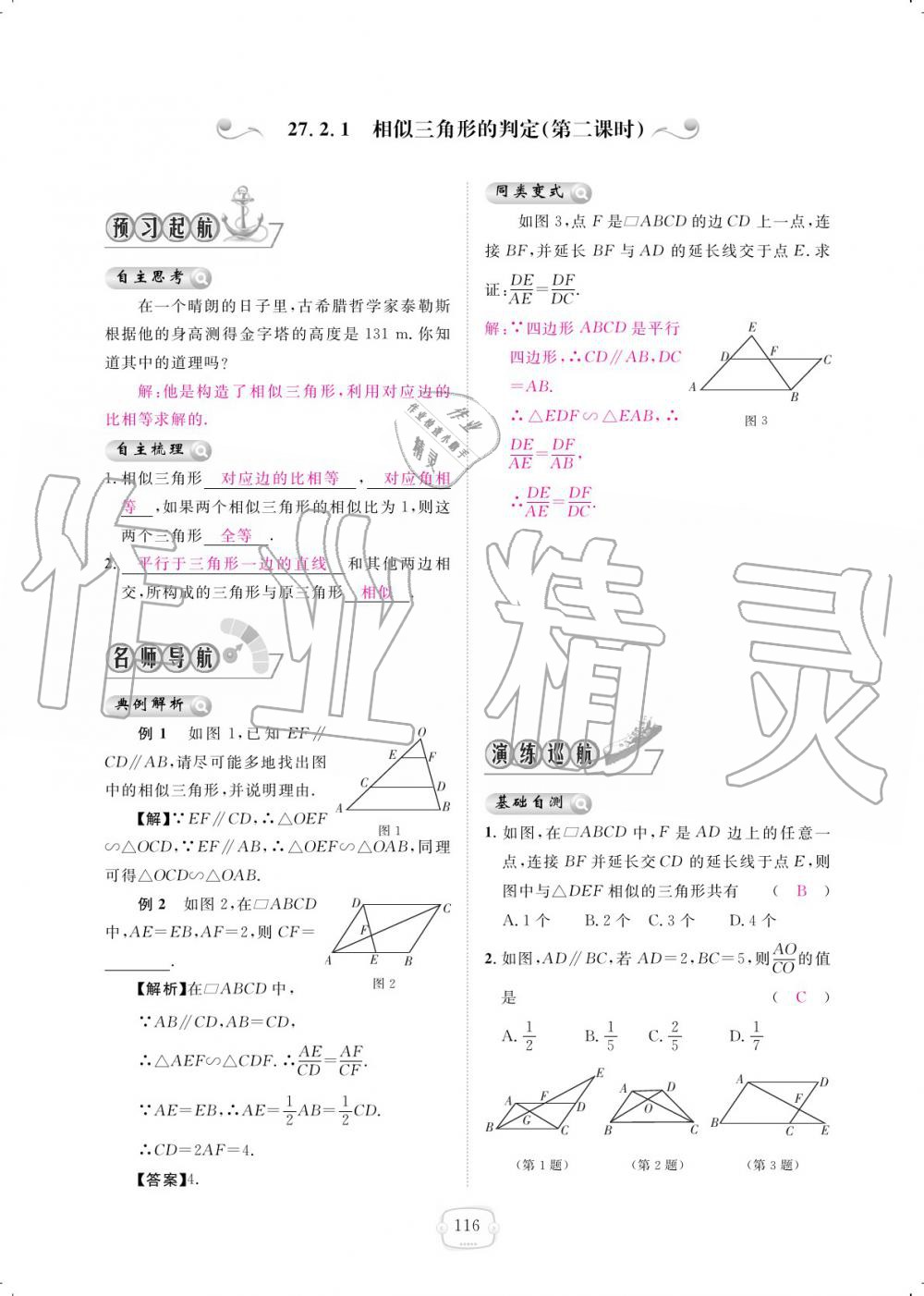 2019年領航新課標練習冊九年級數(shù)學全一冊人教版 參考答案第116頁