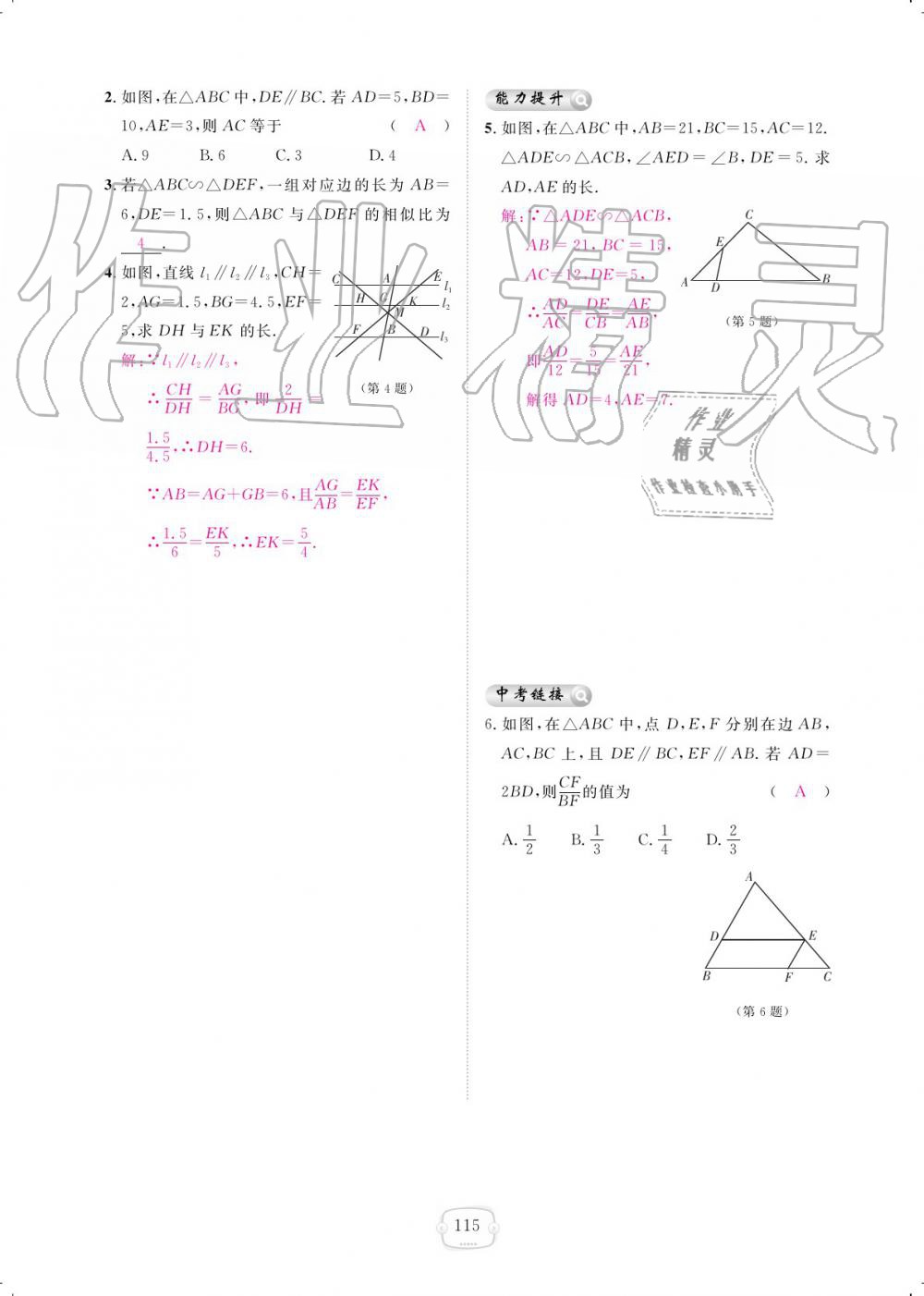 2019年領(lǐng)航新課標(biāo)練習(xí)冊(cè)九年級(jí)數(shù)學(xué)全一冊(cè)人教版 參考答案第115頁