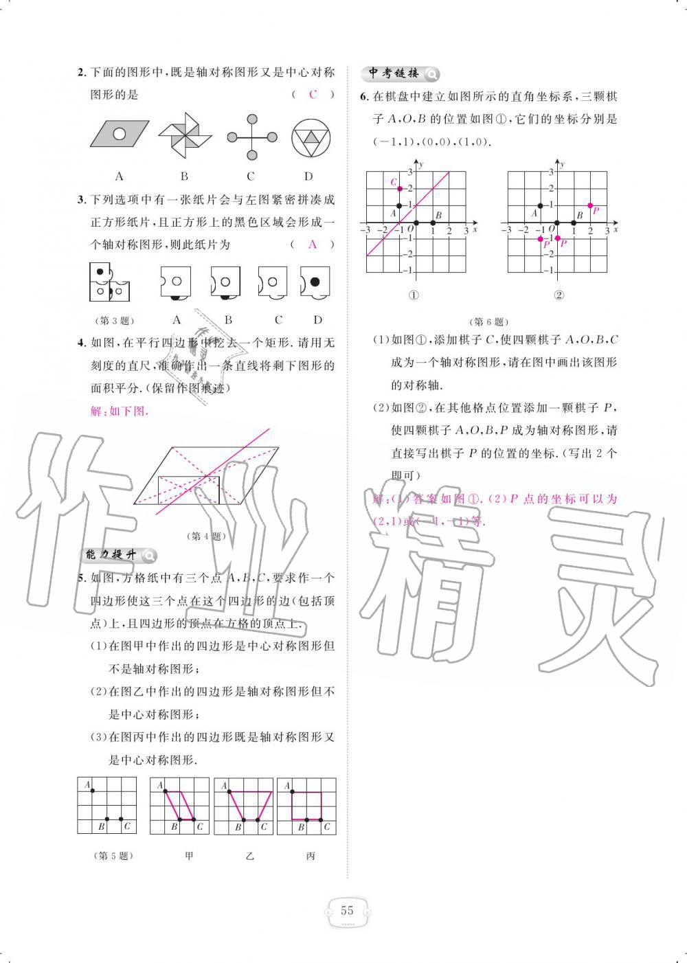 2019年領(lǐng)航新課標(biāo)練習(xí)冊九年級數(shù)學(xué)全一冊人教版 參考答案第55頁