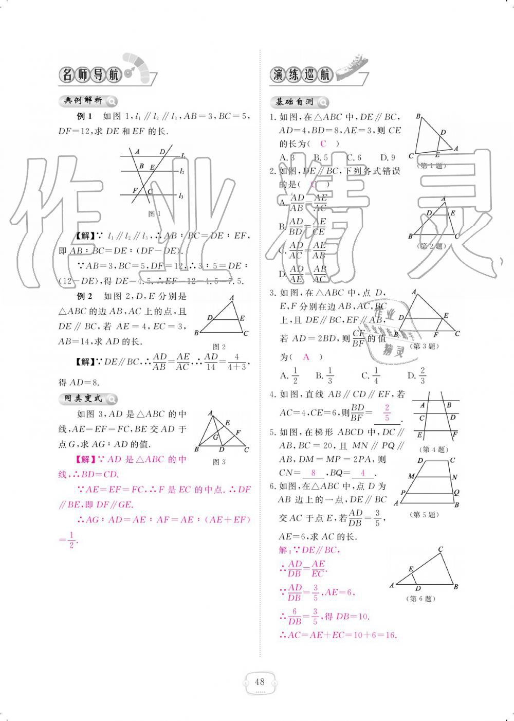 2019年領(lǐng)航新課標(biāo)練習(xí)冊(cè)九年級(jí)數(shù)學(xué)全一冊(cè)北師大版 參考答案第48頁(yè)