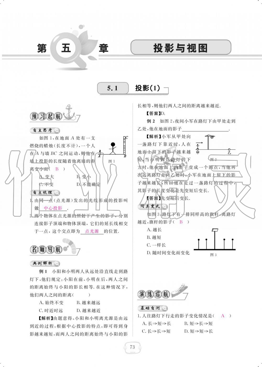 2019年領航新課標練習冊九年級數(shù)學全一冊北師大版 參考答案第73頁