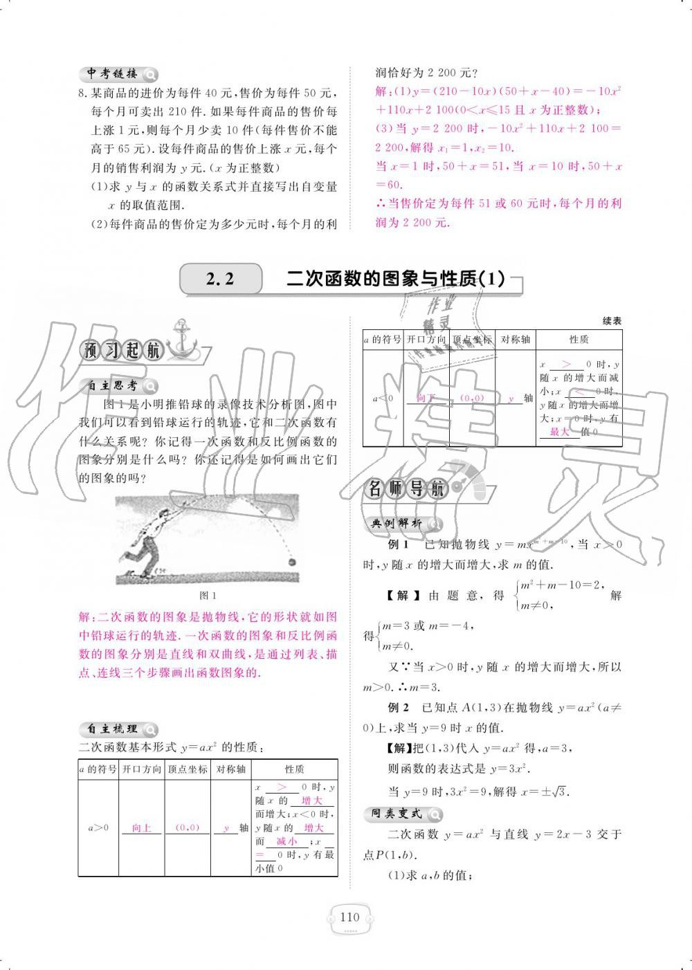 2019年領(lǐng)航新課標(biāo)練習(xí)冊(cè)九年級(jí)數(shù)學(xué)全一冊(cè)北師大版 參考答案第110頁(yè)