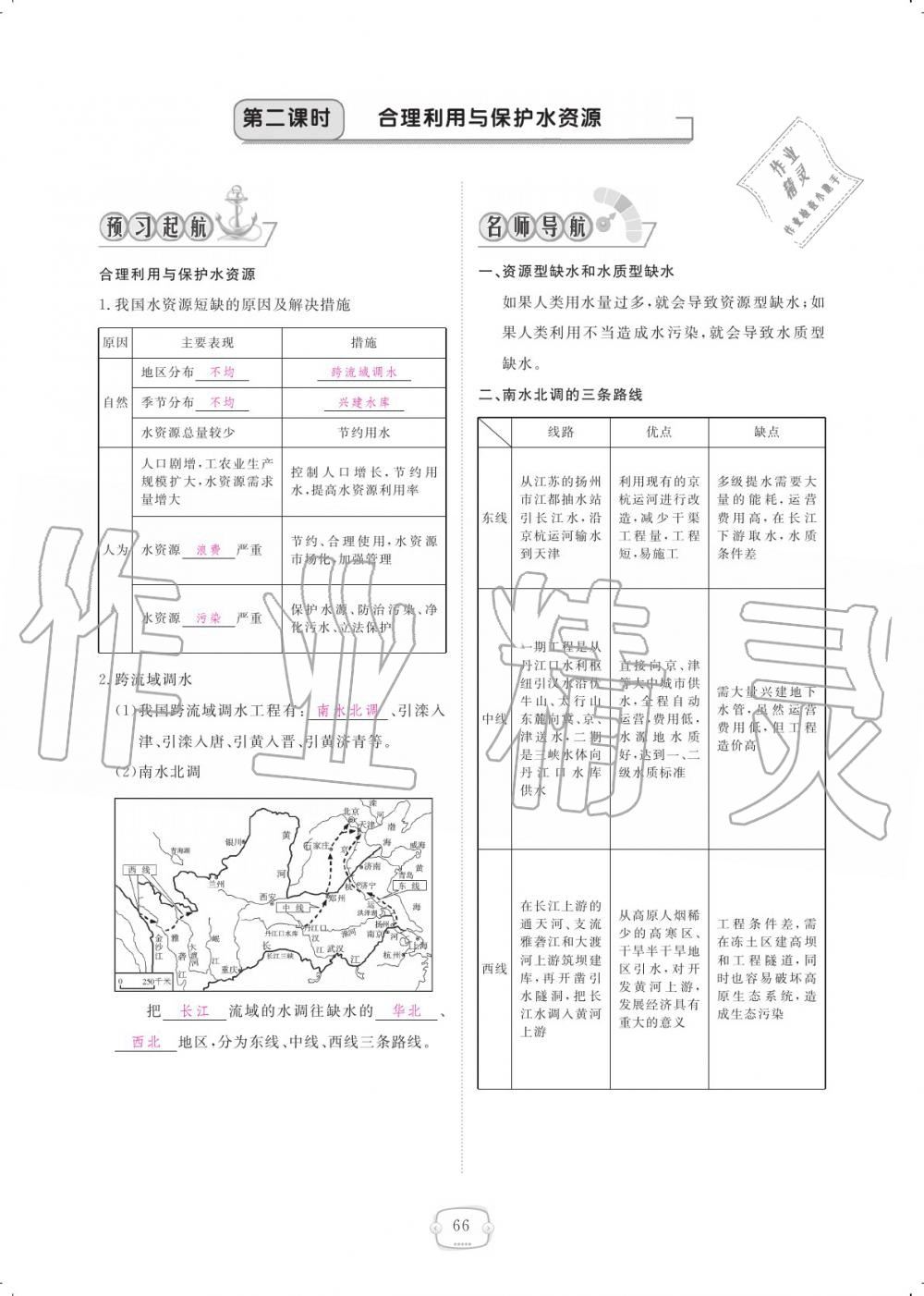 2019年領(lǐng)航新課標(biāo)練習(xí)冊(cè)八年級(jí)地理上冊(cè)人教版 參考答案第66頁(yè)