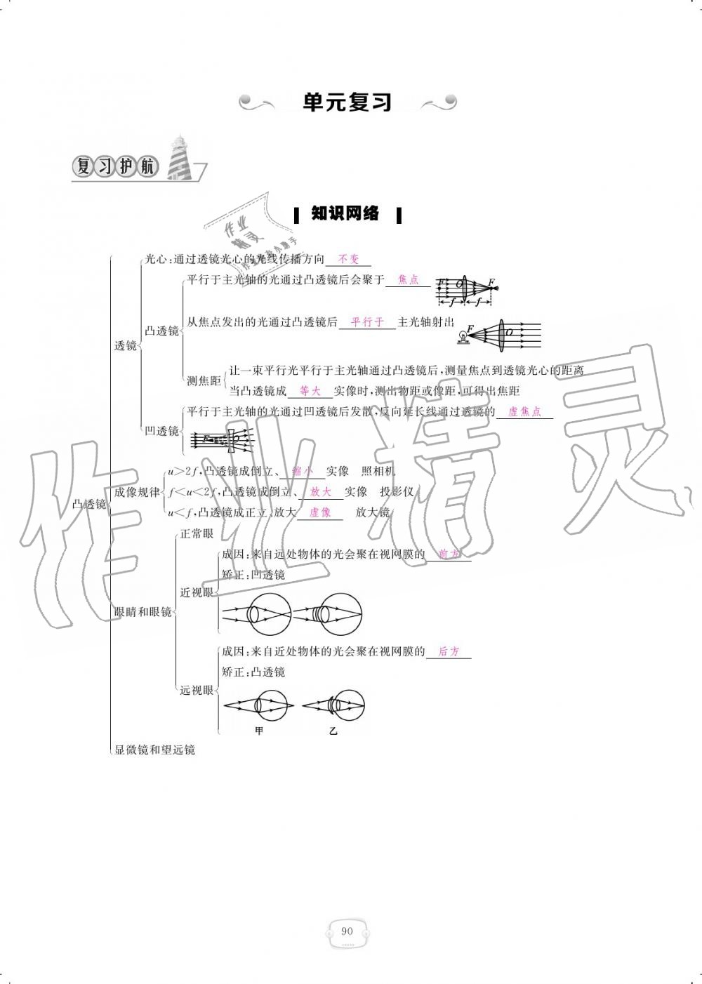 2019年领航新课标练习册八年级物理上册人教版 参考答案第90页