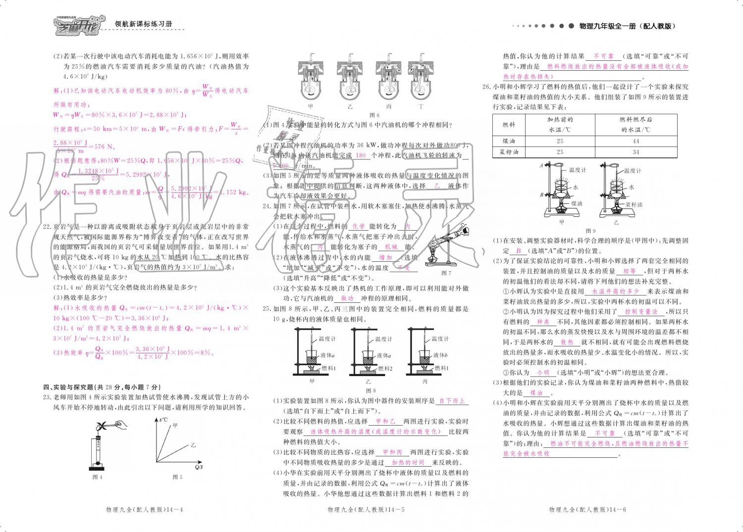 2019年領(lǐng)航新課標(biāo)練習(xí)冊(cè)九年級(jí)物理全一冊(cè)人教版 參考答案第162頁(yè)