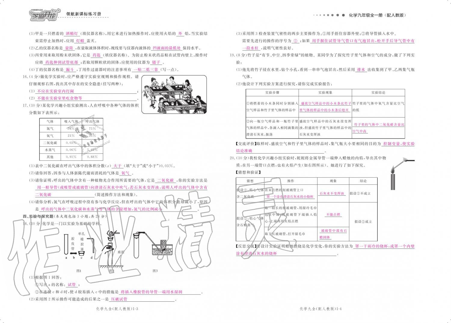 2019年領(lǐng)航新課標(biāo)練習(xí)冊(cè)九年級(jí)化學(xué)全一冊(cè)人教版 參考答案第150頁(yè)