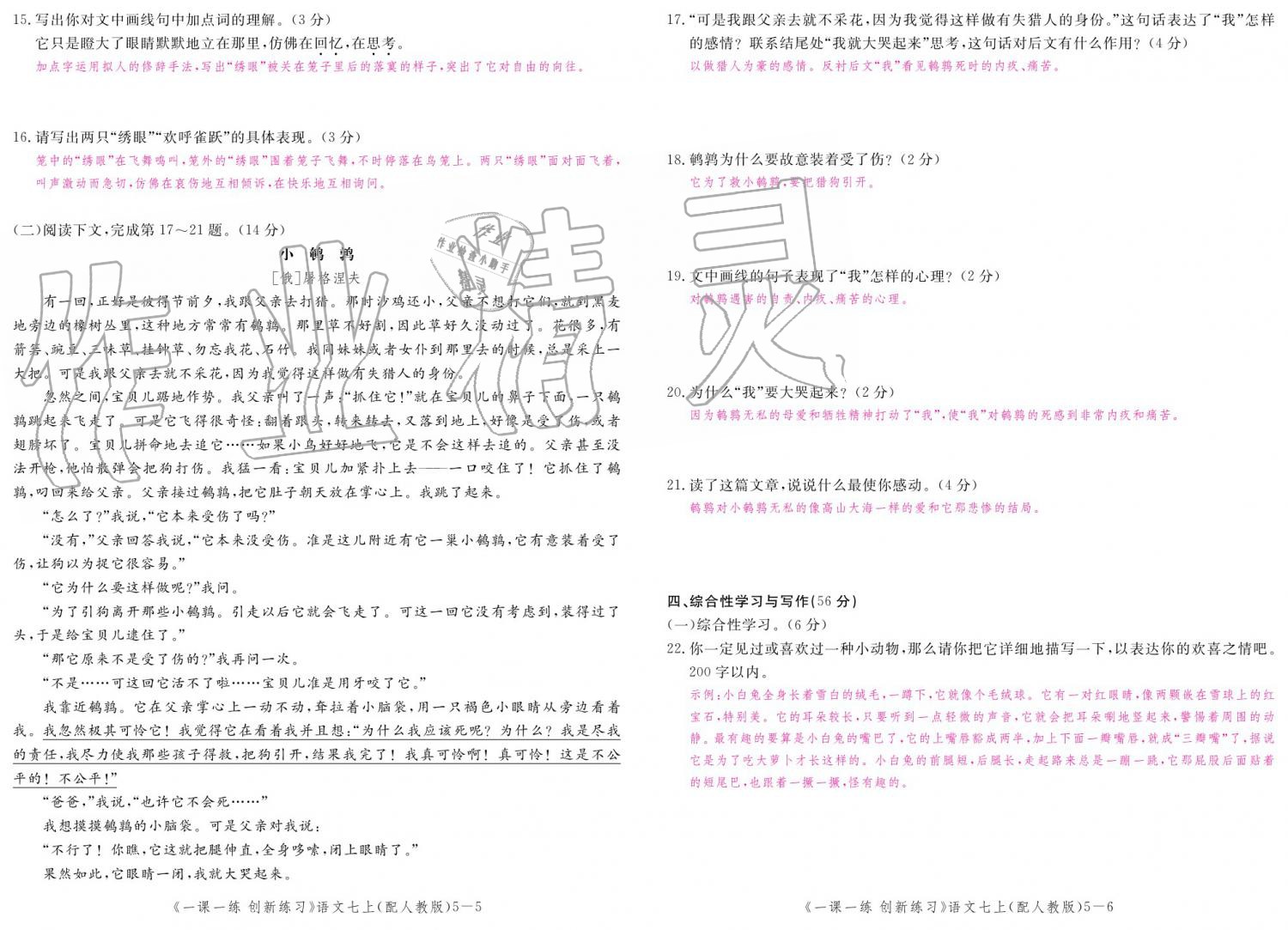 2019年一課一練創(chuàng)新練習(xí)七年級(jí)上冊(cè)人教版 參考答案第145頁(yè)