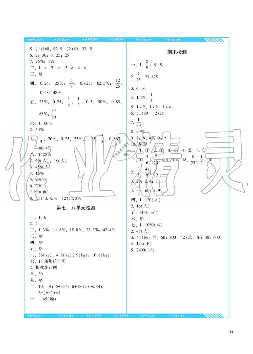 2019年課程基礎(chǔ)訓(xùn)練六年級(jí)數(shù)學(xué)上冊(cè)人教版湖南少年兒童出版社 第11頁