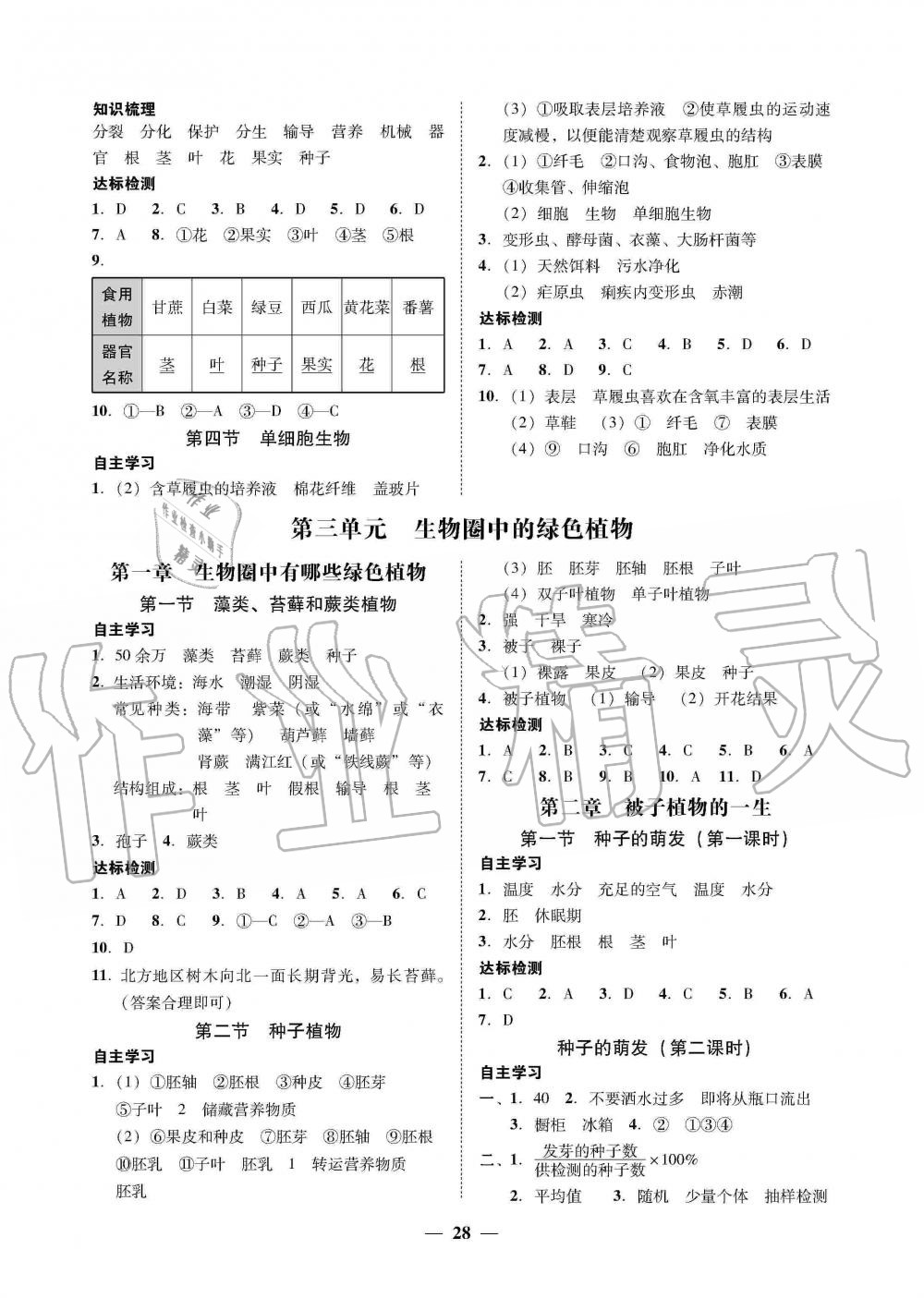 2019年南粵學(xué)典學(xué)考精練七年級生物學(xué)上冊人教版 第4頁