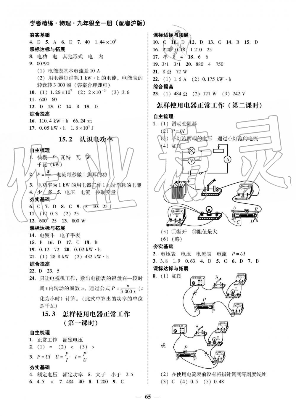 2019年南粤学典学考精练九年级物理全一册粤沪版 第17页