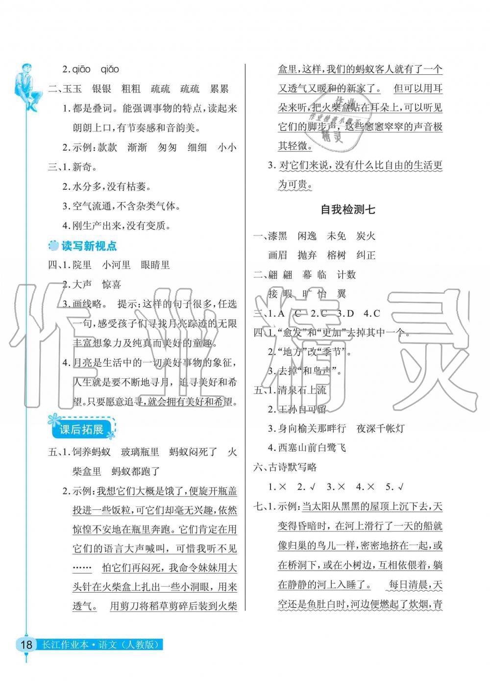 2019年長(zhǎng)江作業(yè)本同步練習(xí)冊(cè)五年級(jí)語文上冊(cè)人教版 第18頁