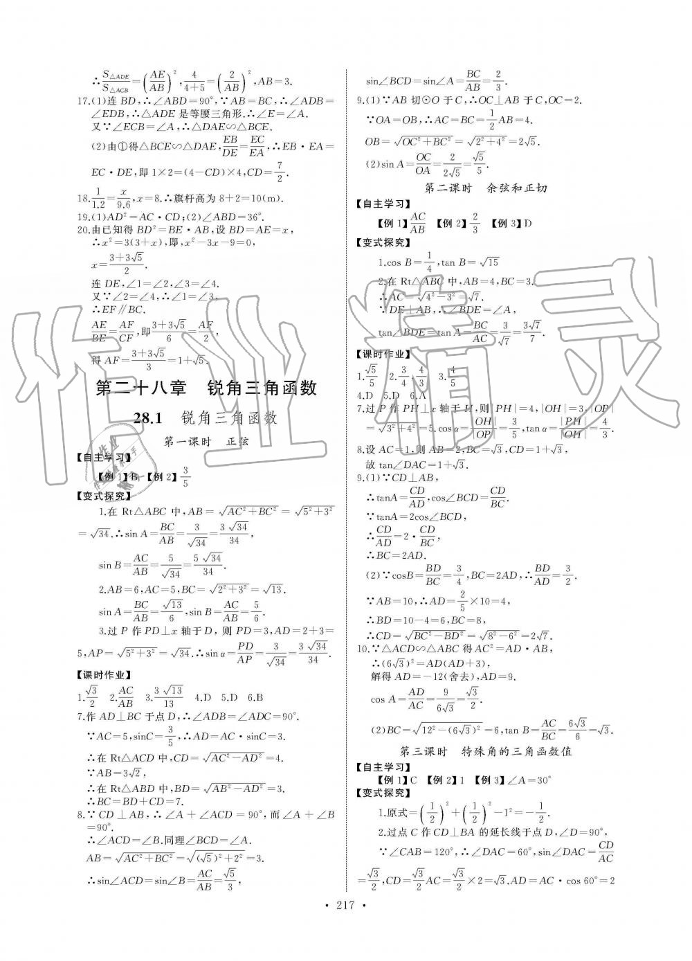 2019年长江全能学案同步练习册九年级数学全一册人教版 第23页