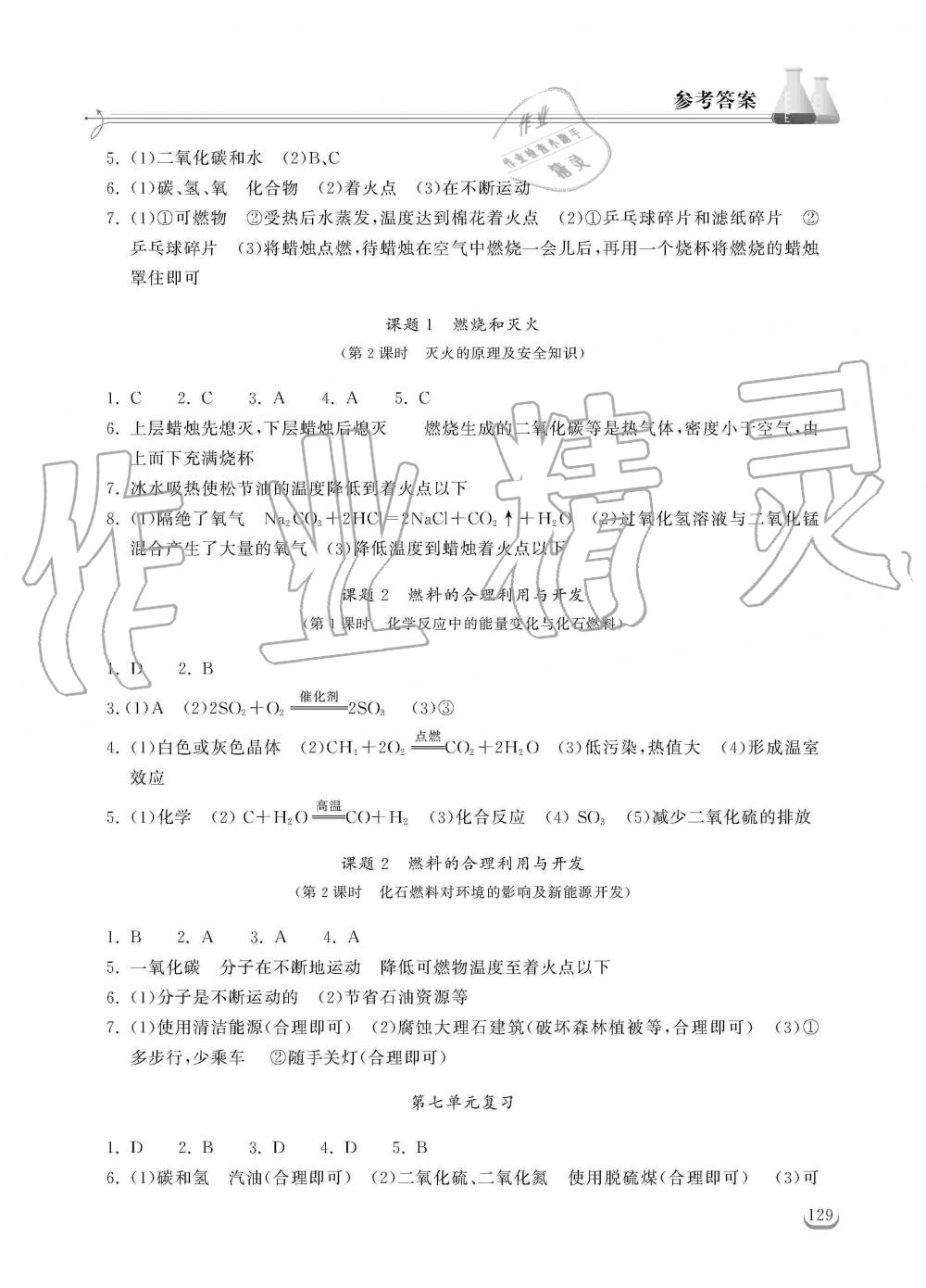 2019年长江作业本同步练习册九年级化学上册人教版 第14页