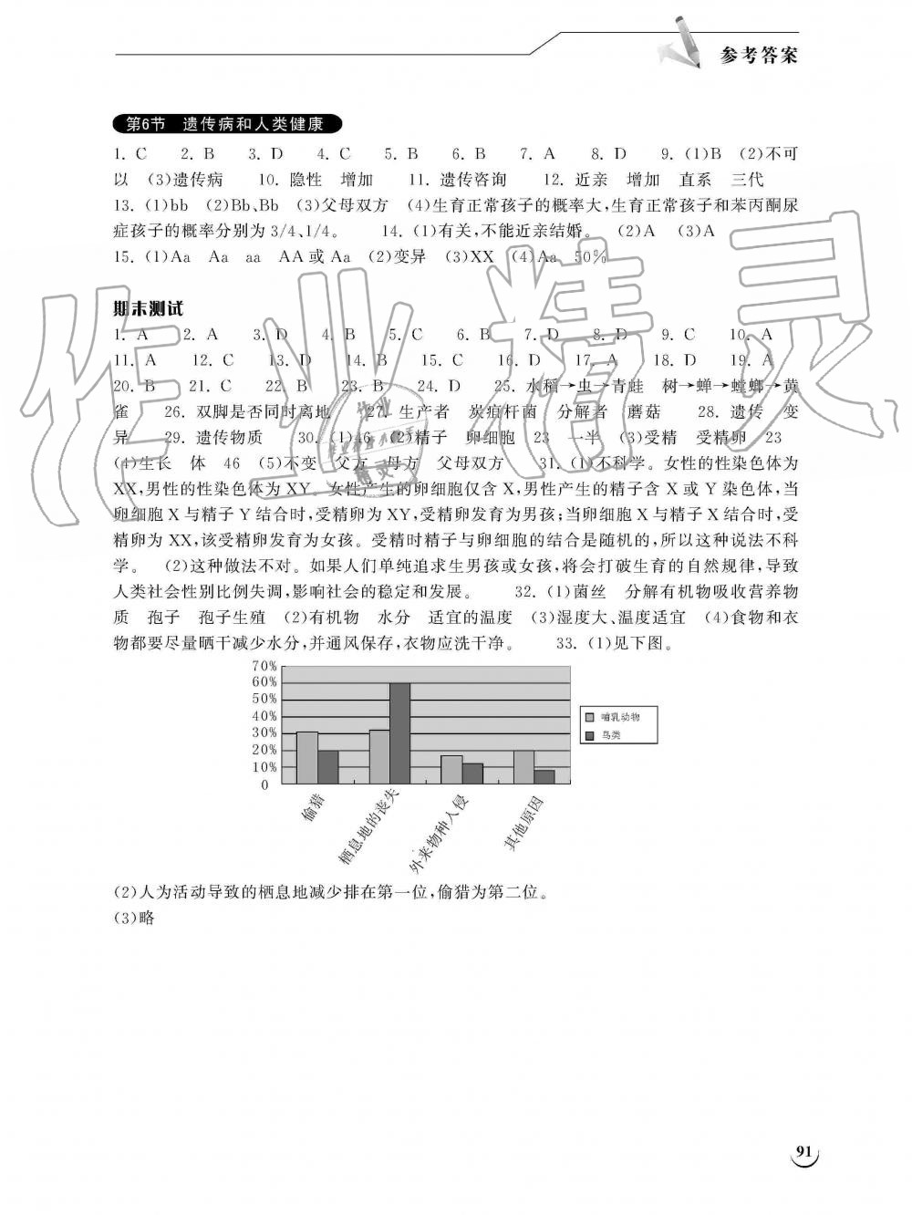 2019年长江作业本同步练习册八年级生物学上册北师大版 第8页