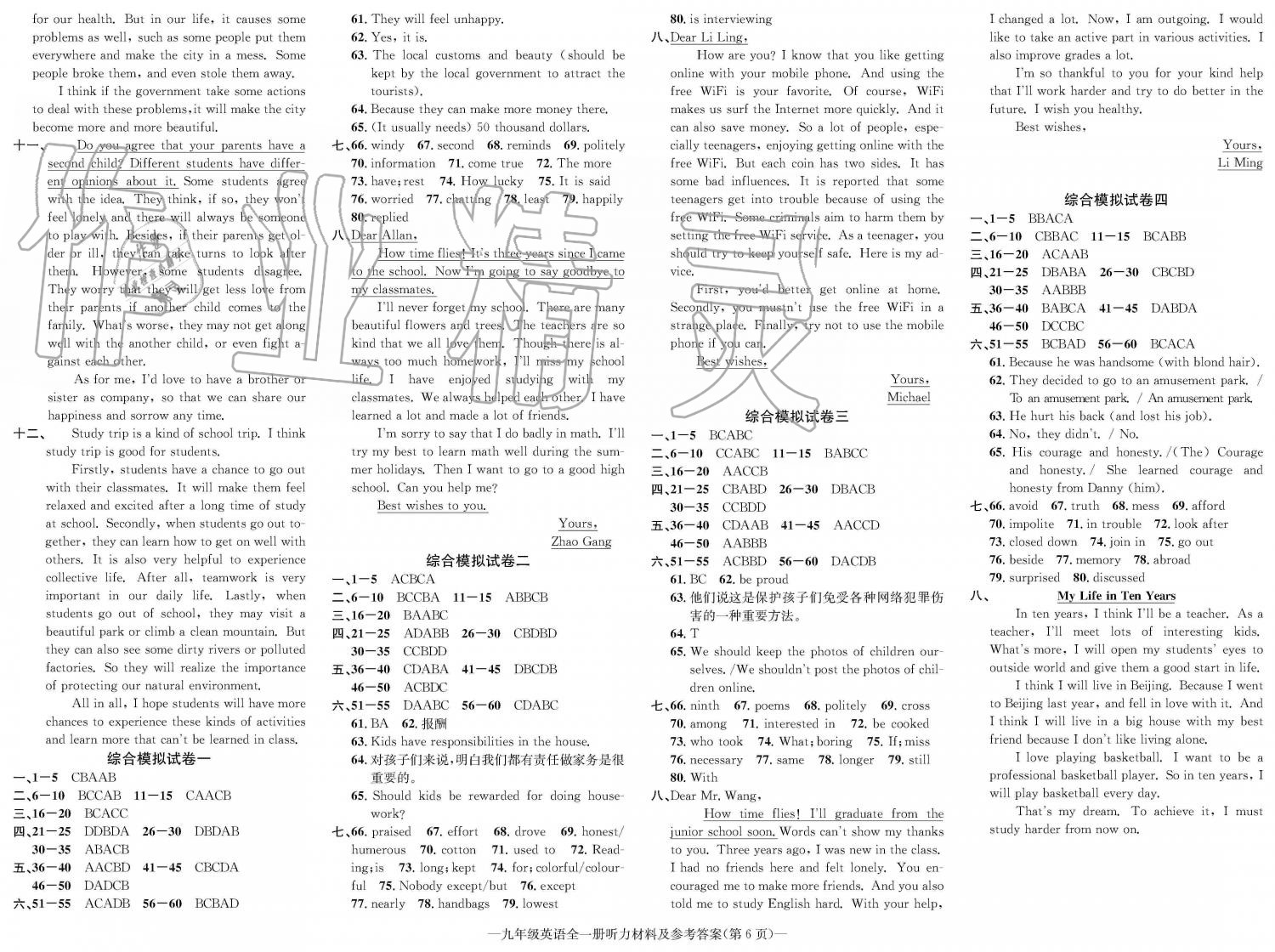 2019年学业评价测试卷九年级英语全一册仁爱版 第6页