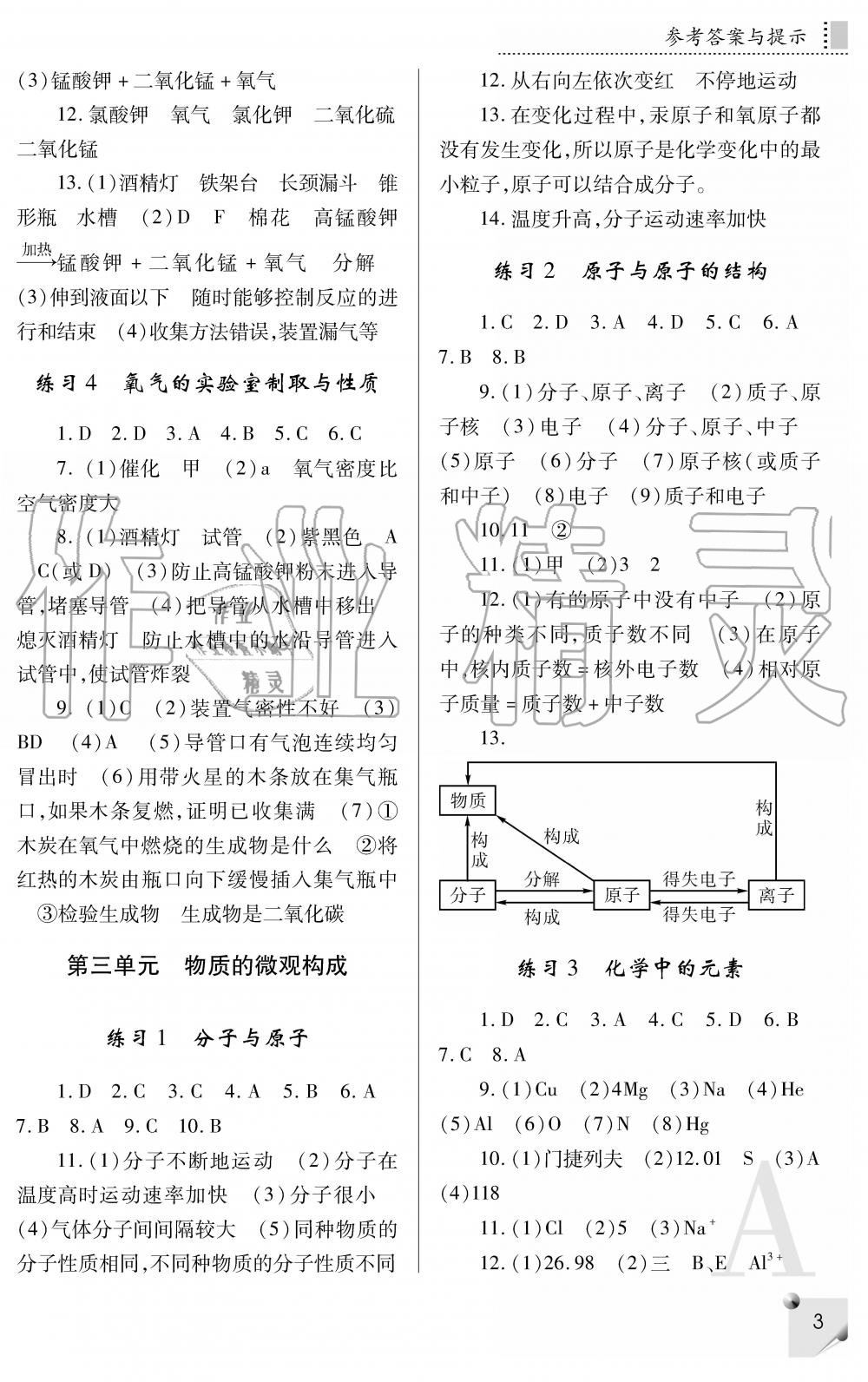 2019年課堂練習冊九年級化學上冊A版 第3頁