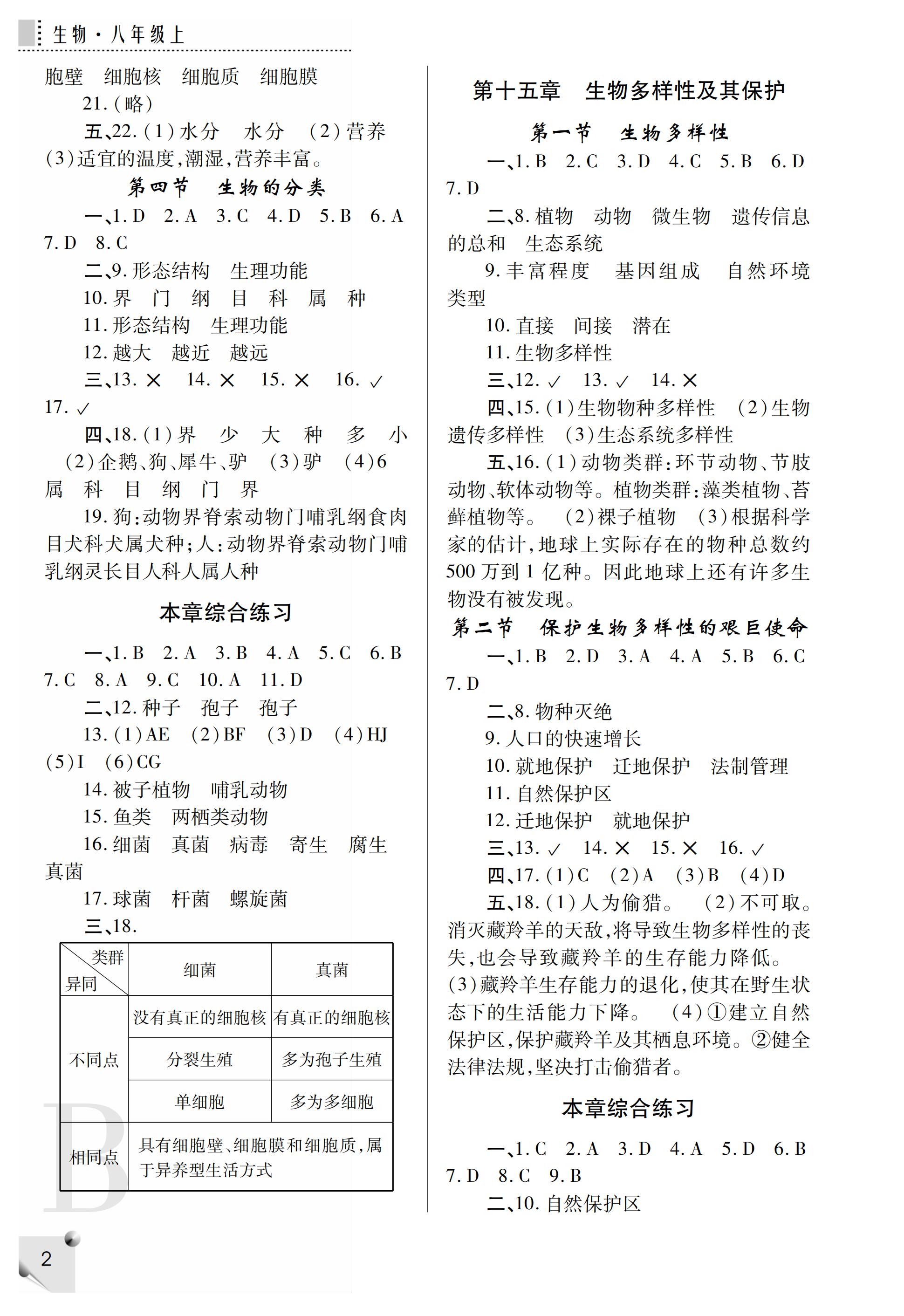 2019年課堂練習(xí)冊(cè)八年級(jí)生物上冊(cè)B版 ??? 第36頁