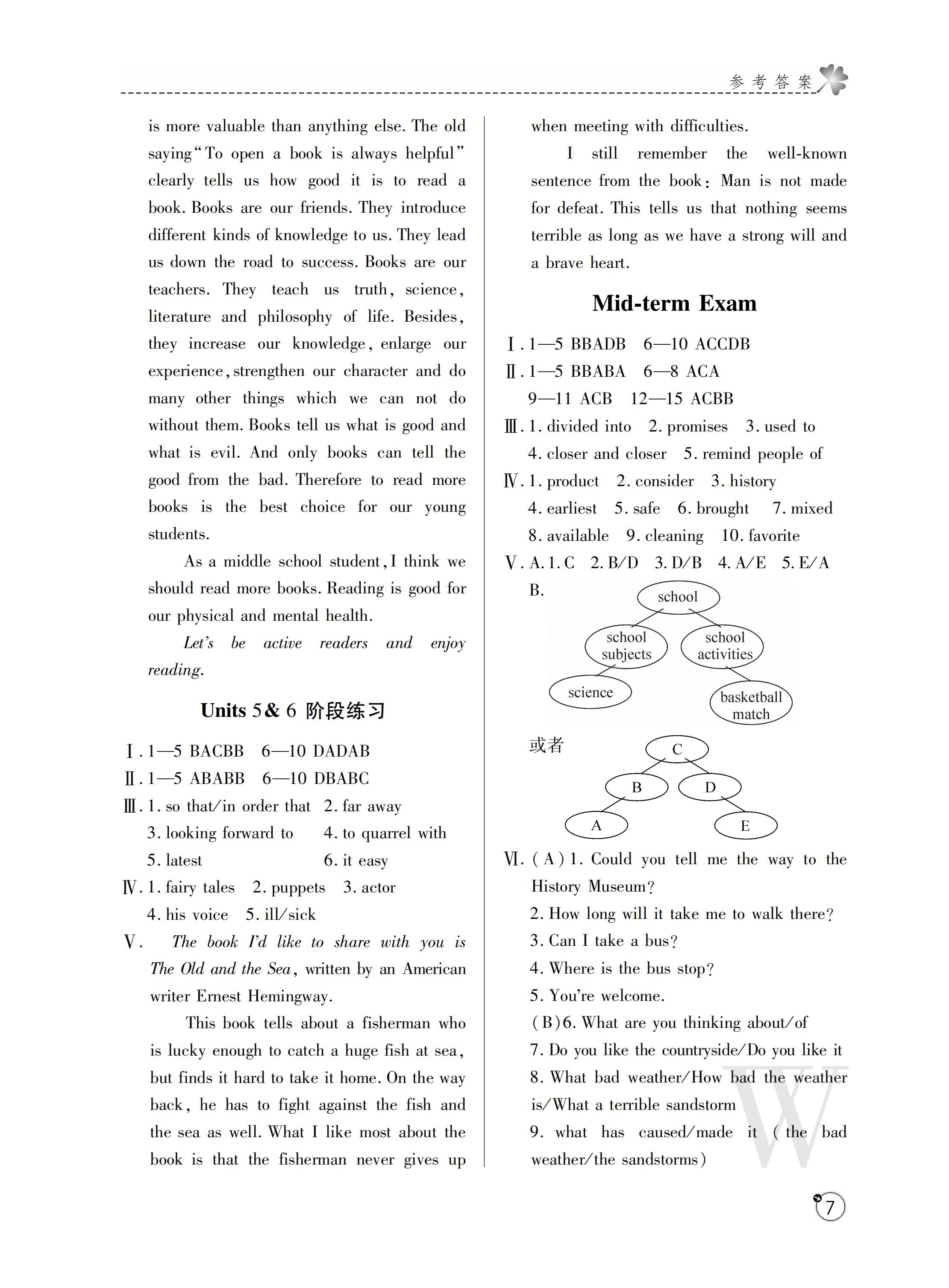 2019年課堂練習(xí)冊(cè)九年級(jí)英語(yǔ)下冊(cè)W版	 第36頁(yè)