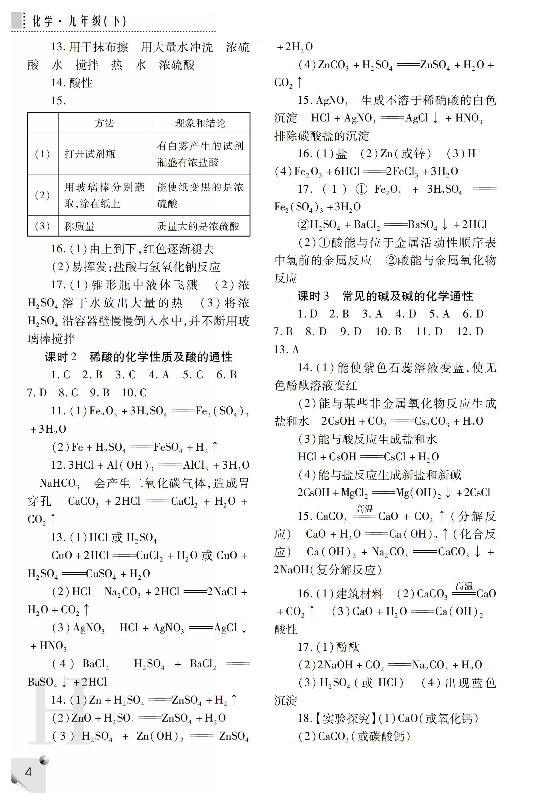 2019年課堂練習(xí)冊九年級化學(xué)下冊H版 第36頁