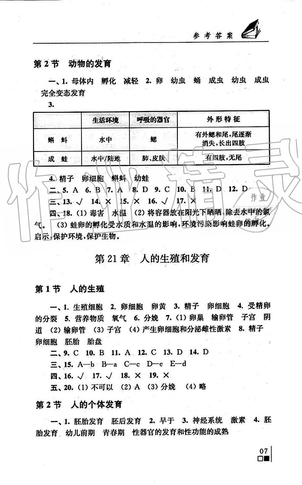 2019年生物學(xué)補(bǔ)充習(xí)題八年級(jí)上冊(cè)蘇科版江蘇鳳凰科學(xué)技術(shù)出版社 第7頁(yè)