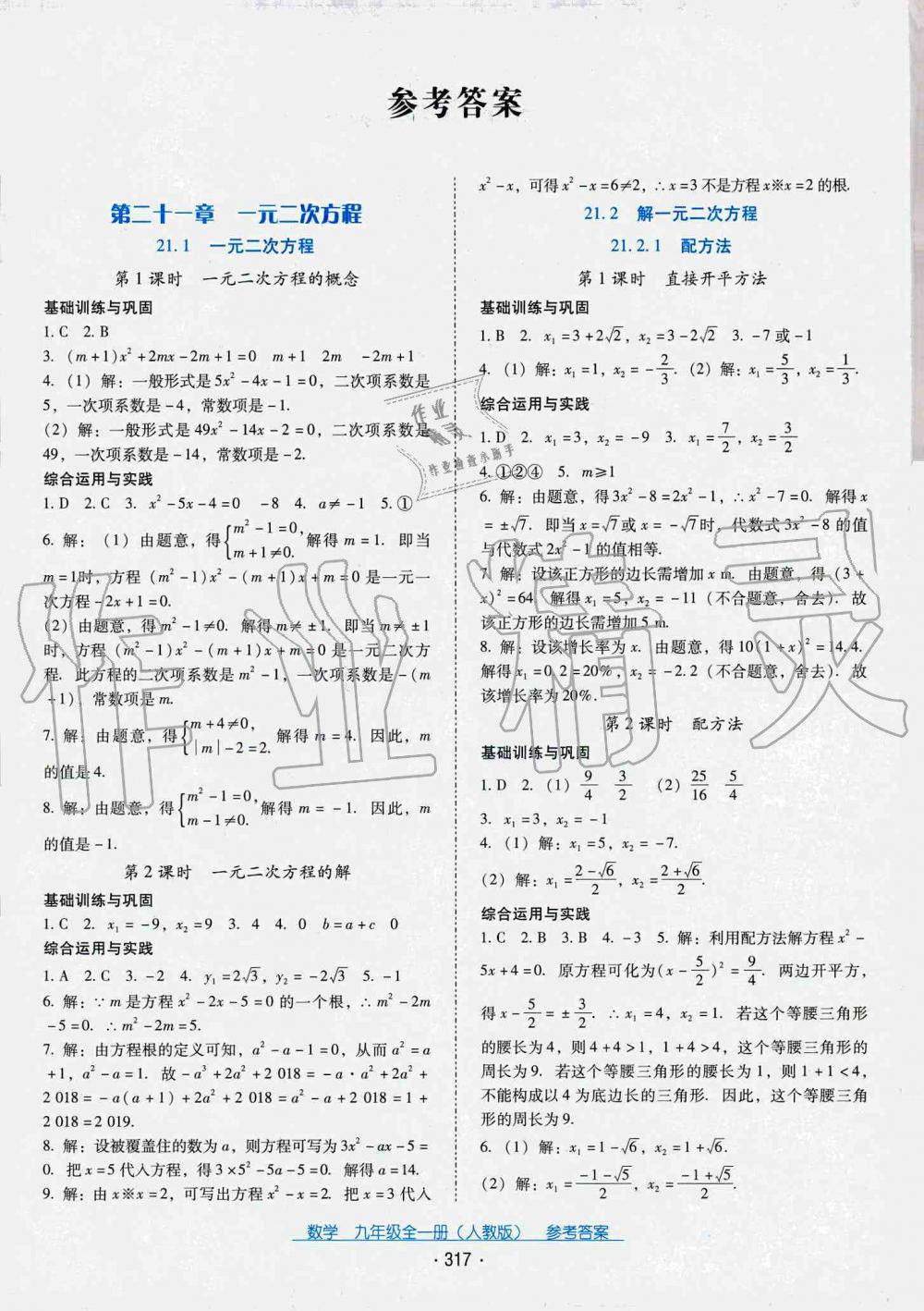 2019年云南省标准教辅优佳学案九年级数学全一册人教版 第1页