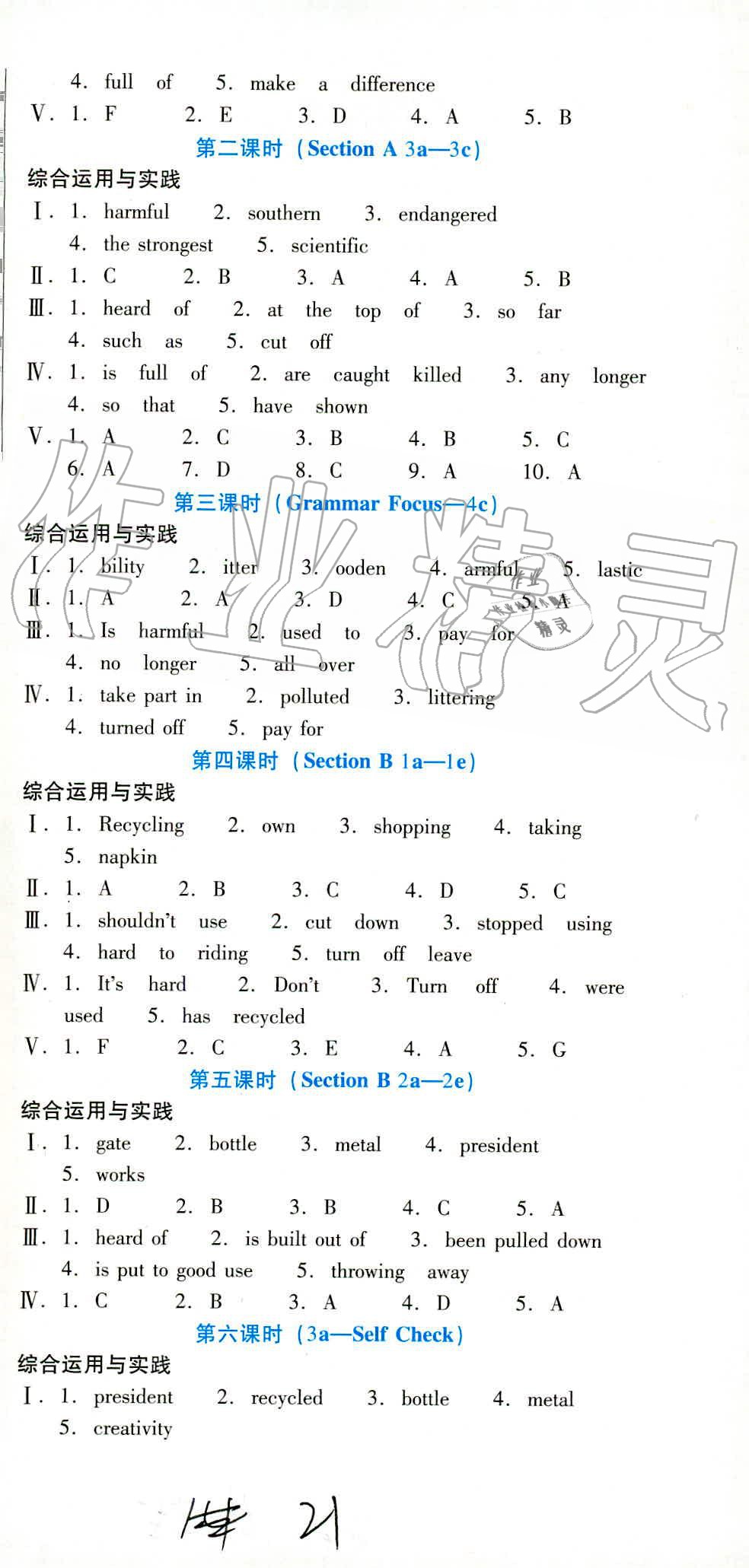 2019年云南省標(biāo)準(zhǔn)教輔優(yōu)佳學(xué)案九年級(jí)英語(yǔ)全一冊(cè)人教版 第14頁(yè)