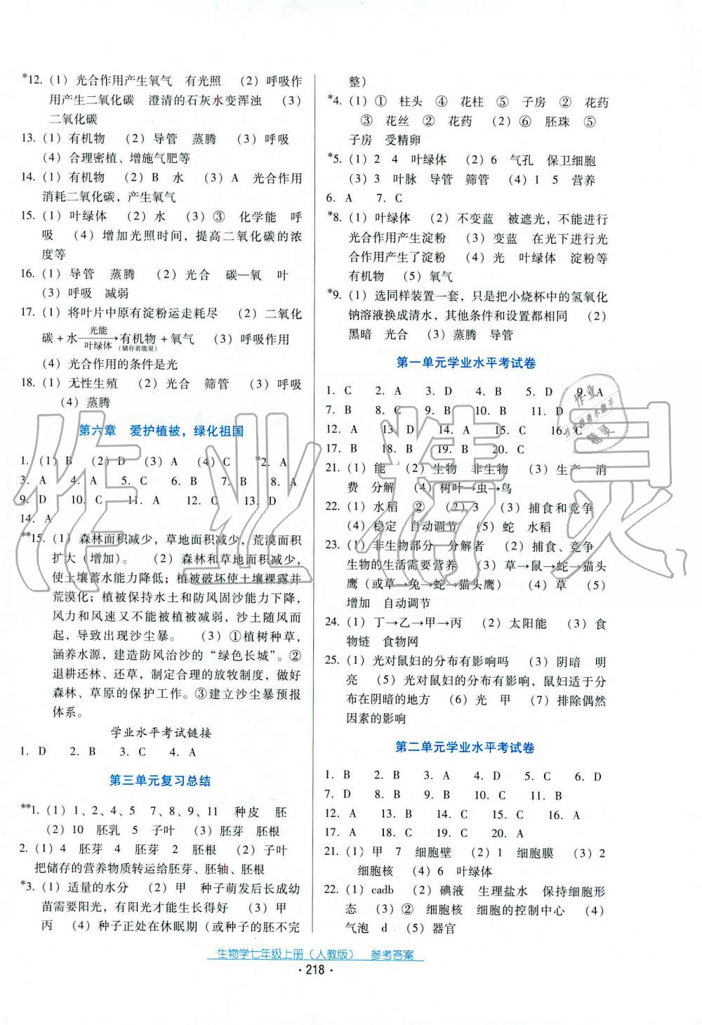 2019年云南省标准教辅优佳学案七年级生物学人教版 第6页