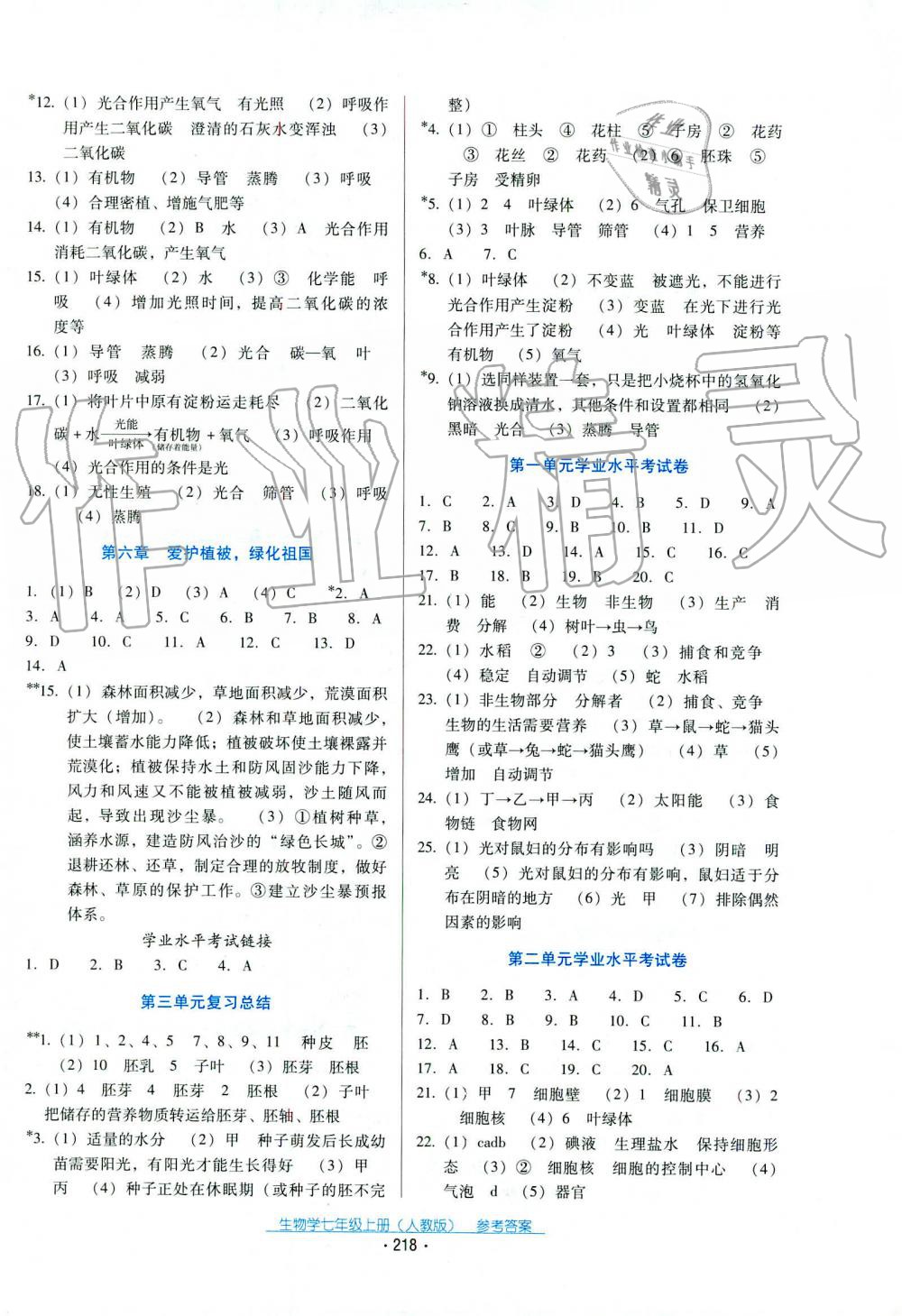 2019年云南省標準教輔優(yōu)佳學案七年級生物學人教版 第1頁