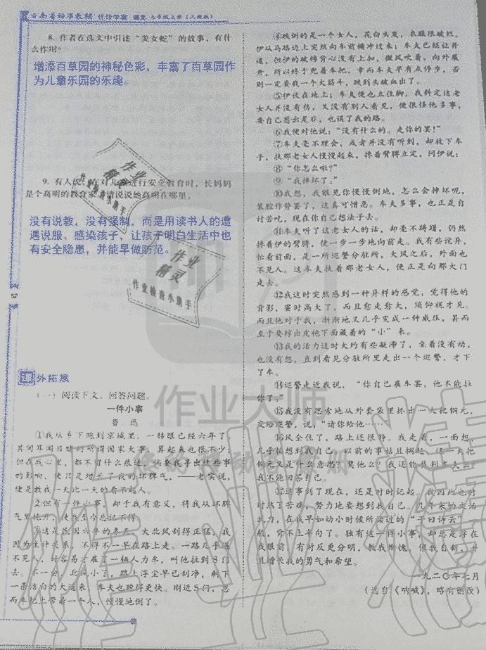 2019年云南省標準教輔優(yōu)佳學案七年級語文人教版 第64頁