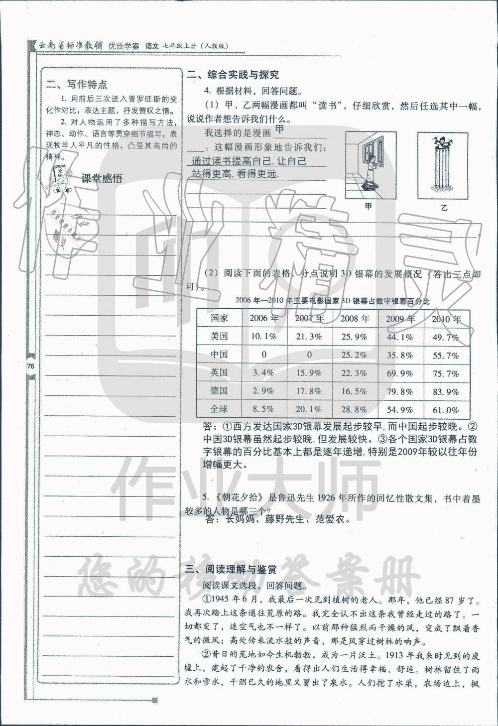 2019年云南省標(biāo)準(zhǔn)教輔優(yōu)佳學(xué)案七年級(jí)語(yǔ)文人教版 第91頁(yè)