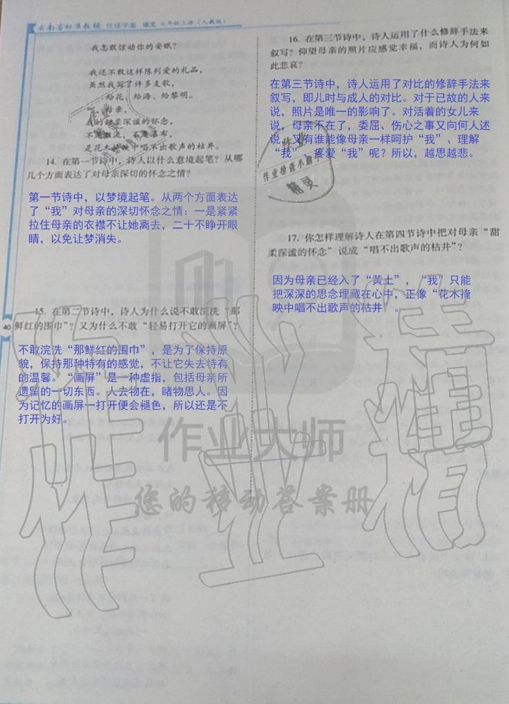 2019年云南省标准教辅优佳学案七年级语文人教版 第52页