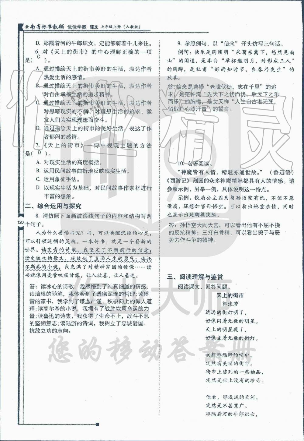 2019年云南省标准教辅优佳学案七年级语文人教版 第251页