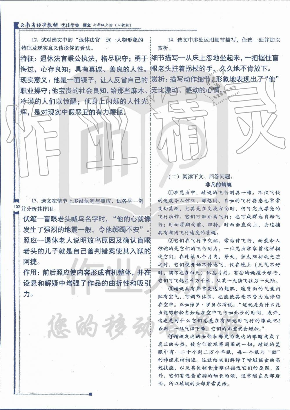 2019年云南省标准教辅优佳学案七年级语文人教版 第232页