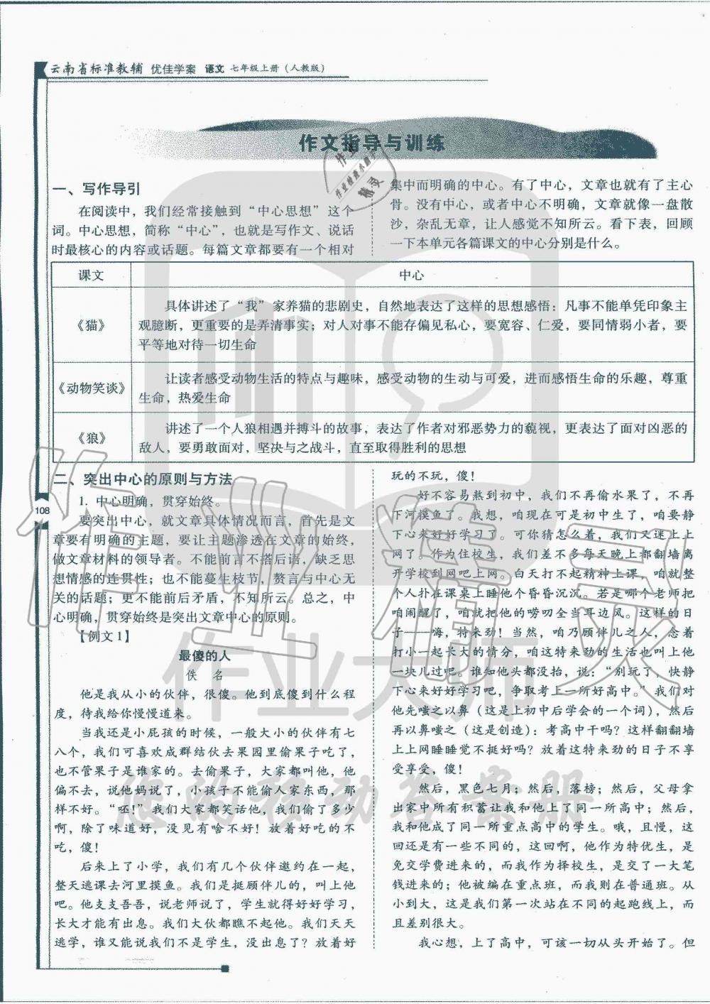 2019年云南省标准教辅优佳学案七年级语文人教版 第127页