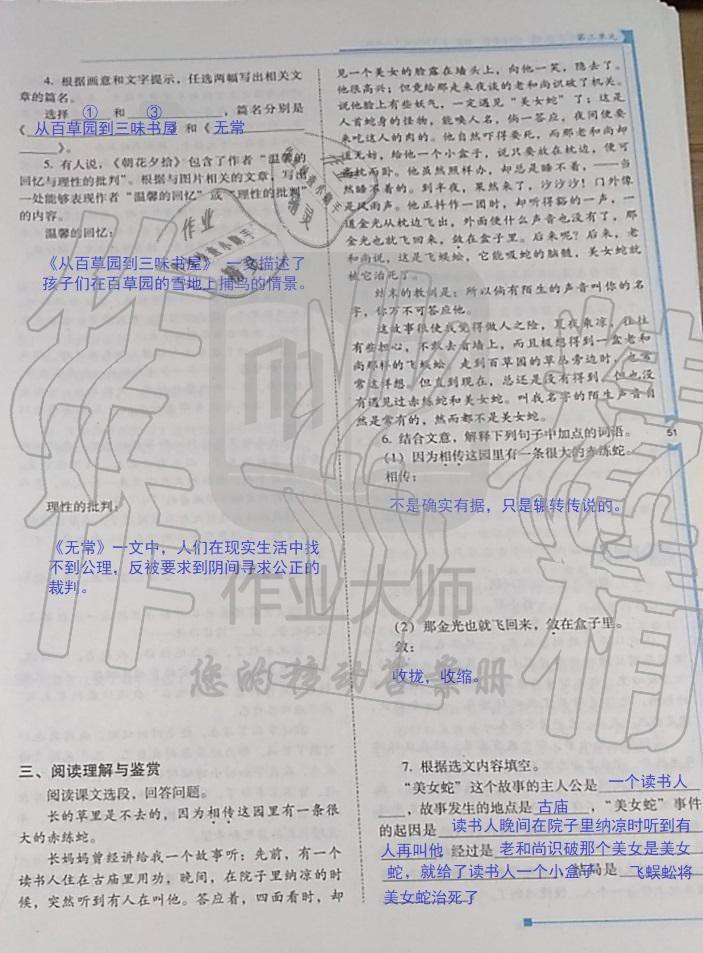 2019年云南省標(biāo)準(zhǔn)教輔優(yōu)佳學(xué)案七年級語文人教版 第175頁