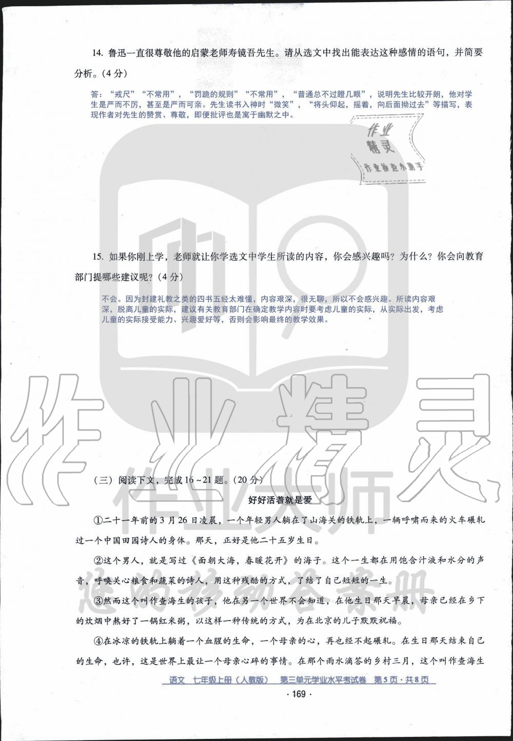 2019年云南省標(biāo)準(zhǔn)教輔優(yōu)佳學(xué)案七年級(jí)語(yǔ)文人教版 第13頁(yè)