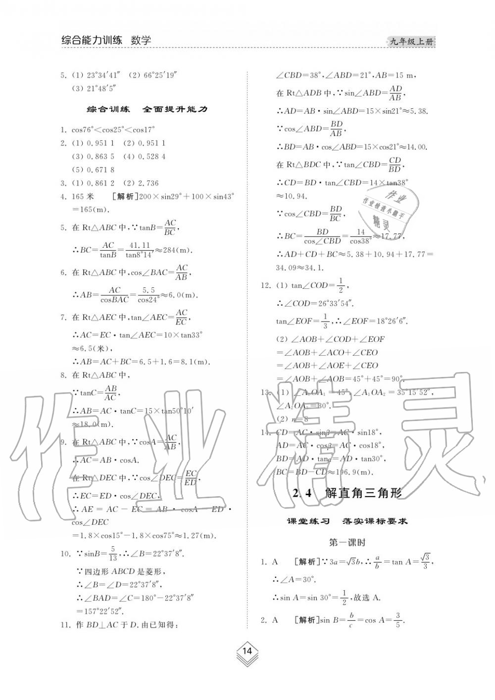 2019年综合能力训练九年级数学上册其它 第13页