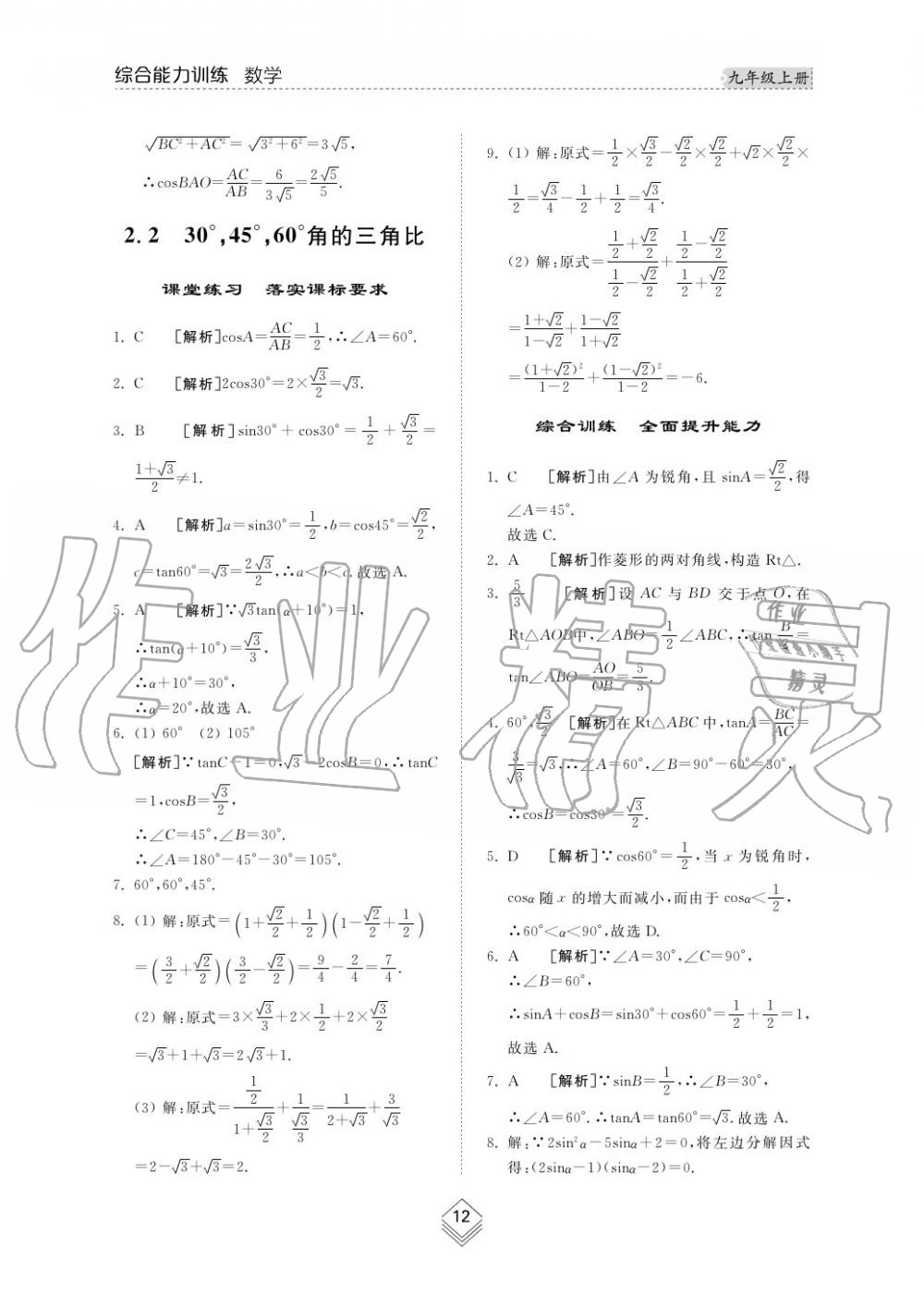 2019年综合能力训练九年级数学上册其它 第11页