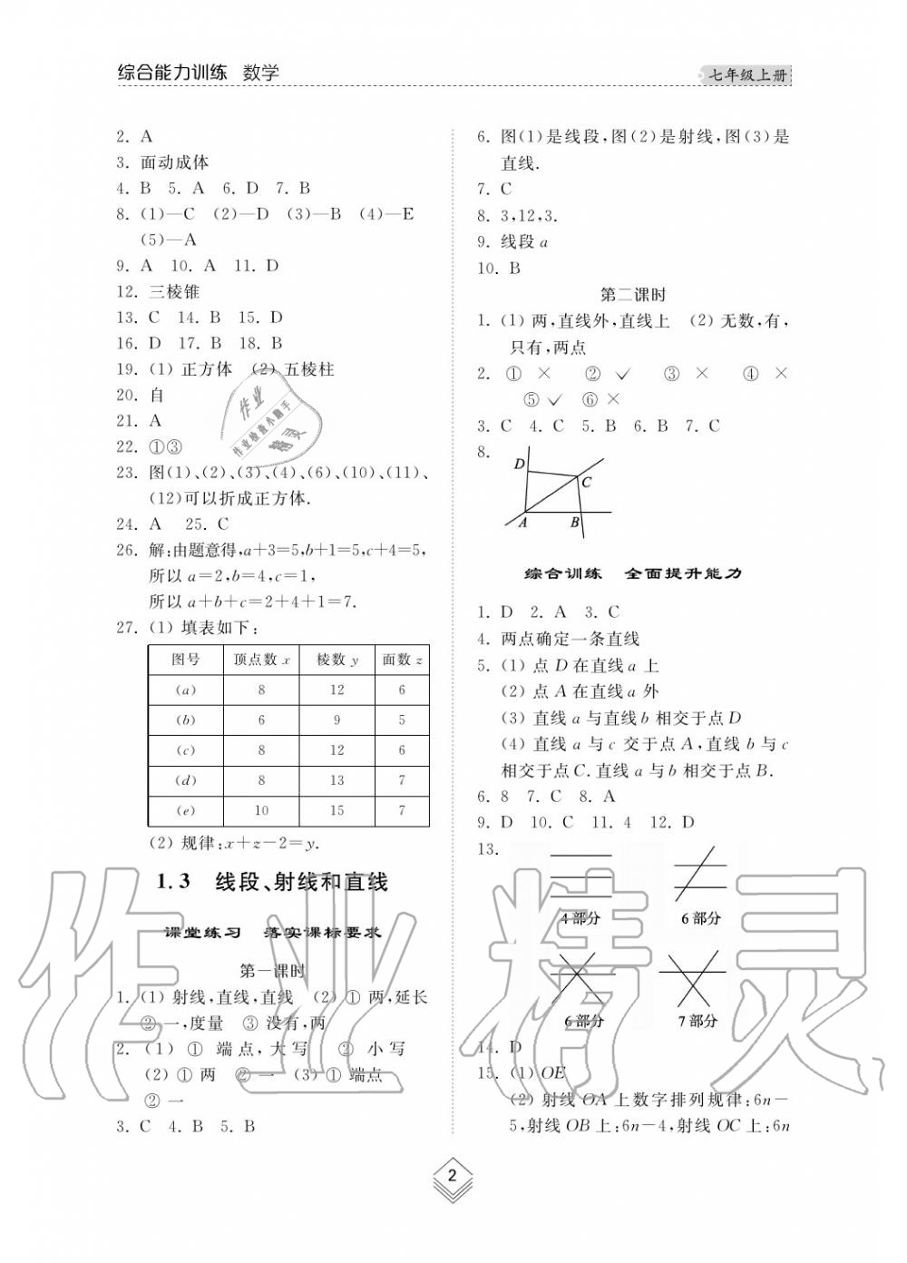 2019年综合能力训练七年级数学上册其它 第3页