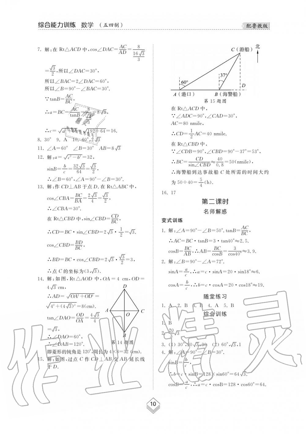 2019年综合能力训练九年级数学上册鲁教版五四制 第10页