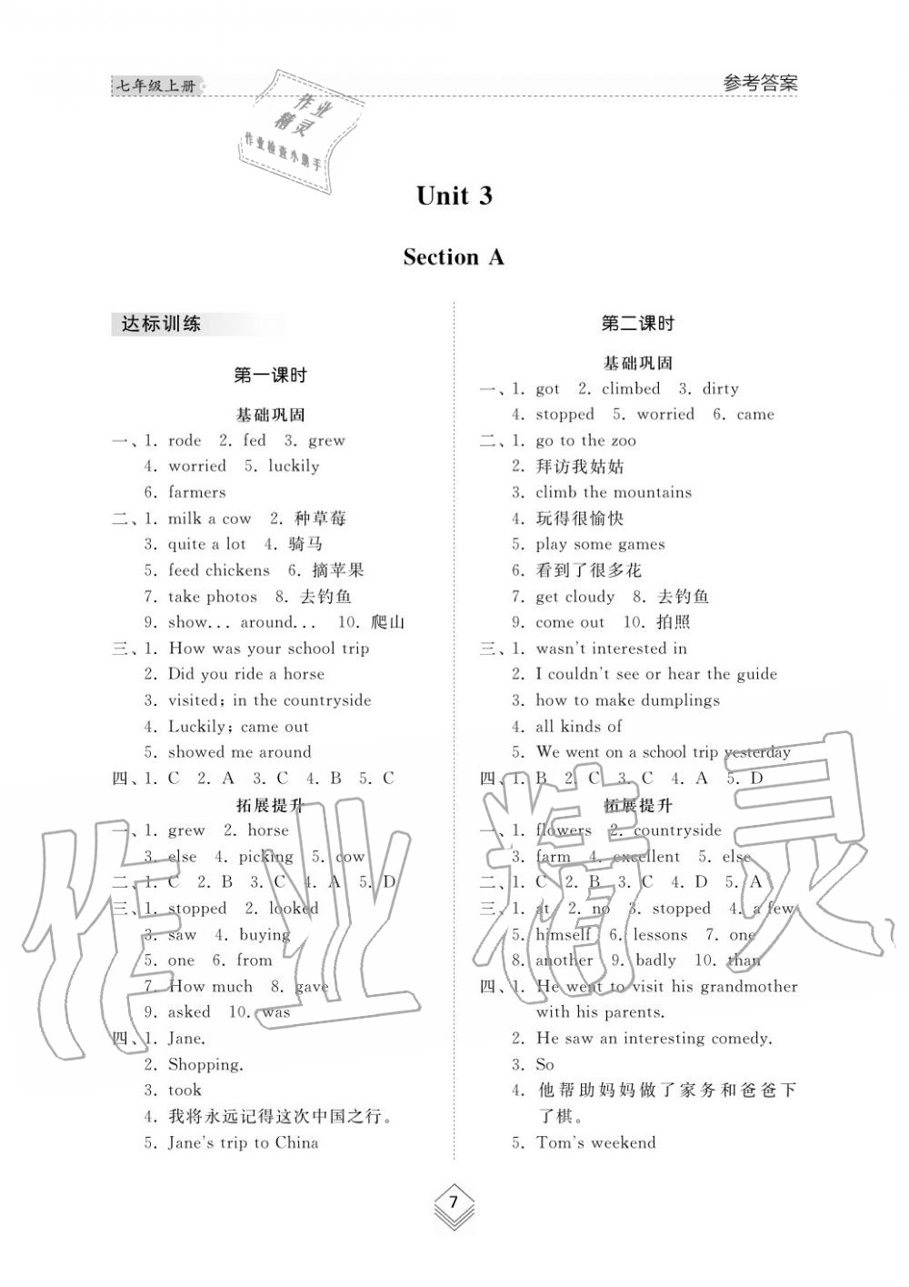 2019年综合能力训练七年级英语上册鲁教版六三制 第7页