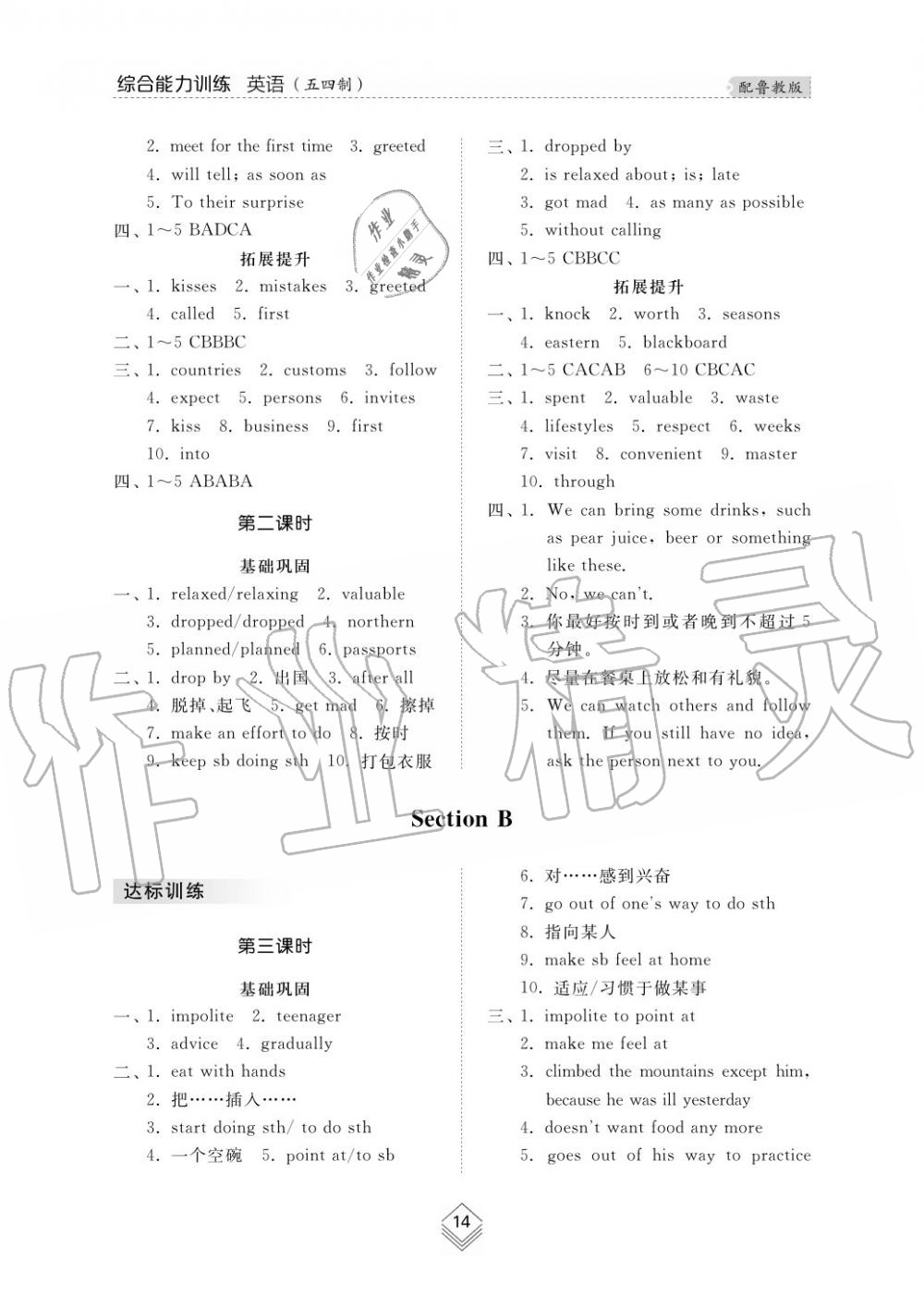 2019年綜合能力訓練九年級英語上冊魯教版六三制 第16頁