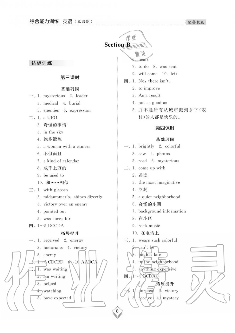 2019年綜合能力訓練九年級英語上冊魯教版六三制 第10頁