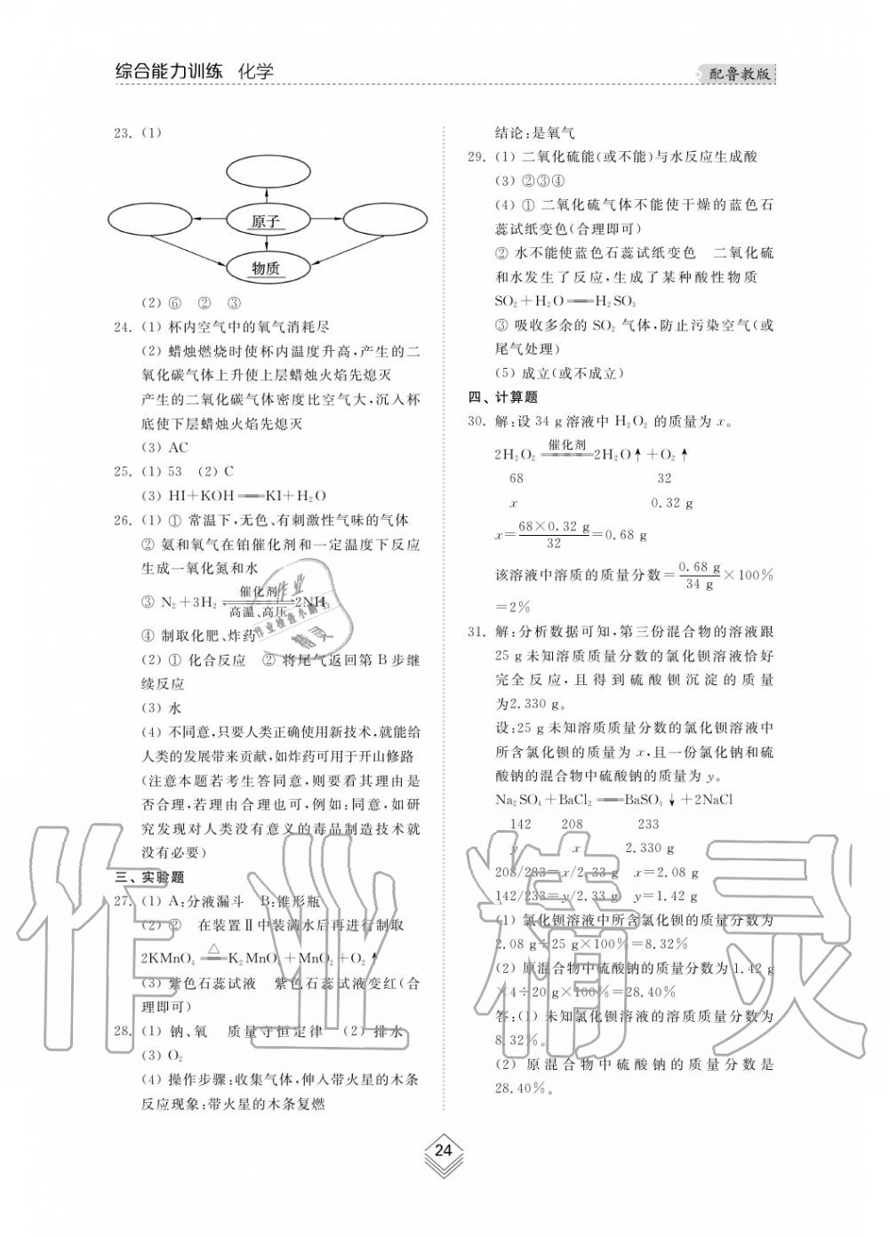 2019年综合能力训练九年级化学上册鲁教版六三制 第24页