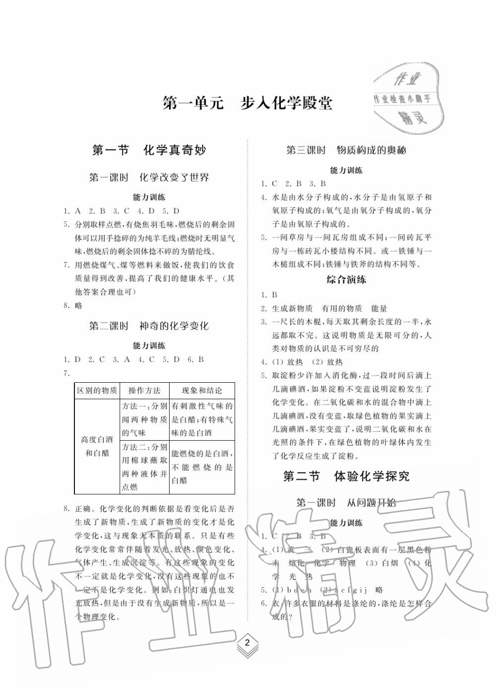 2019年綜合能力訓練九年級化學上冊魯教版六三制 第2頁