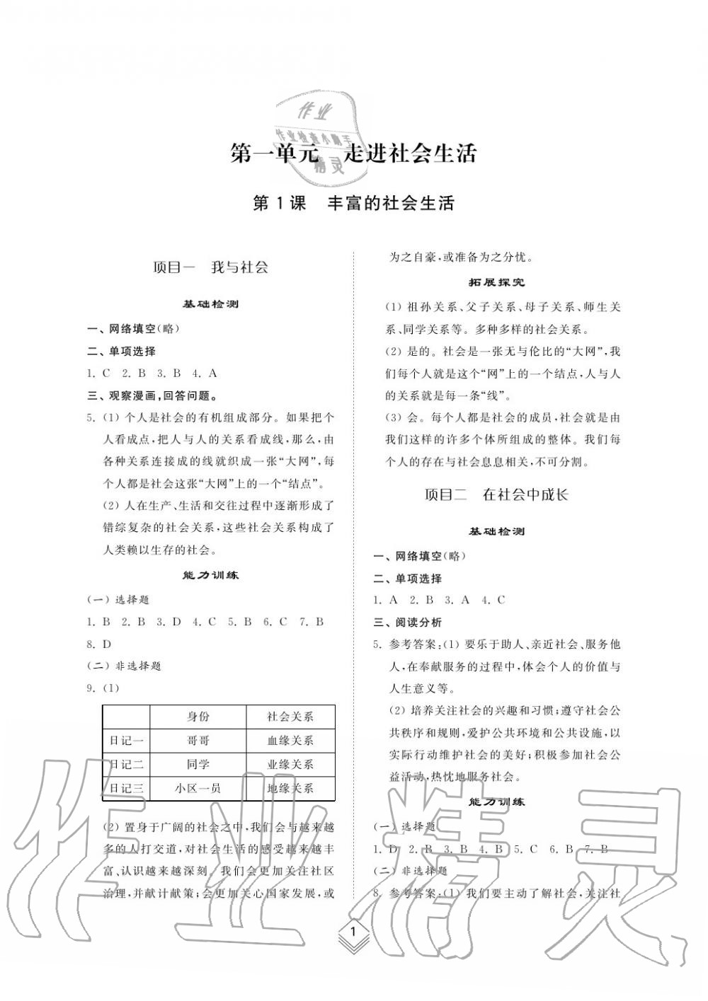 2019年综合能力训练八年级政治上册其它 第2页