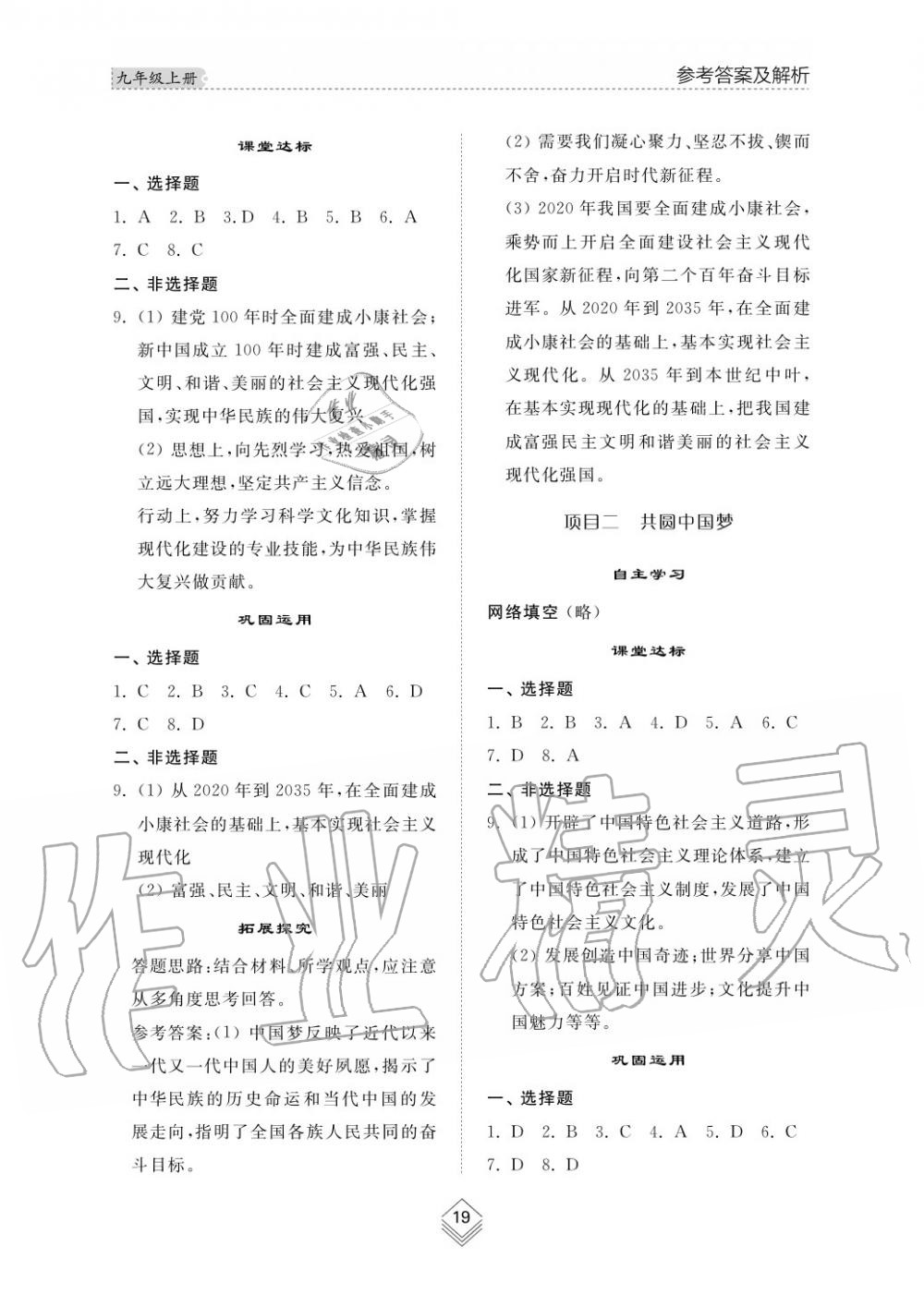 2019年綜合能力訓練九年級政治上冊其它 第20頁