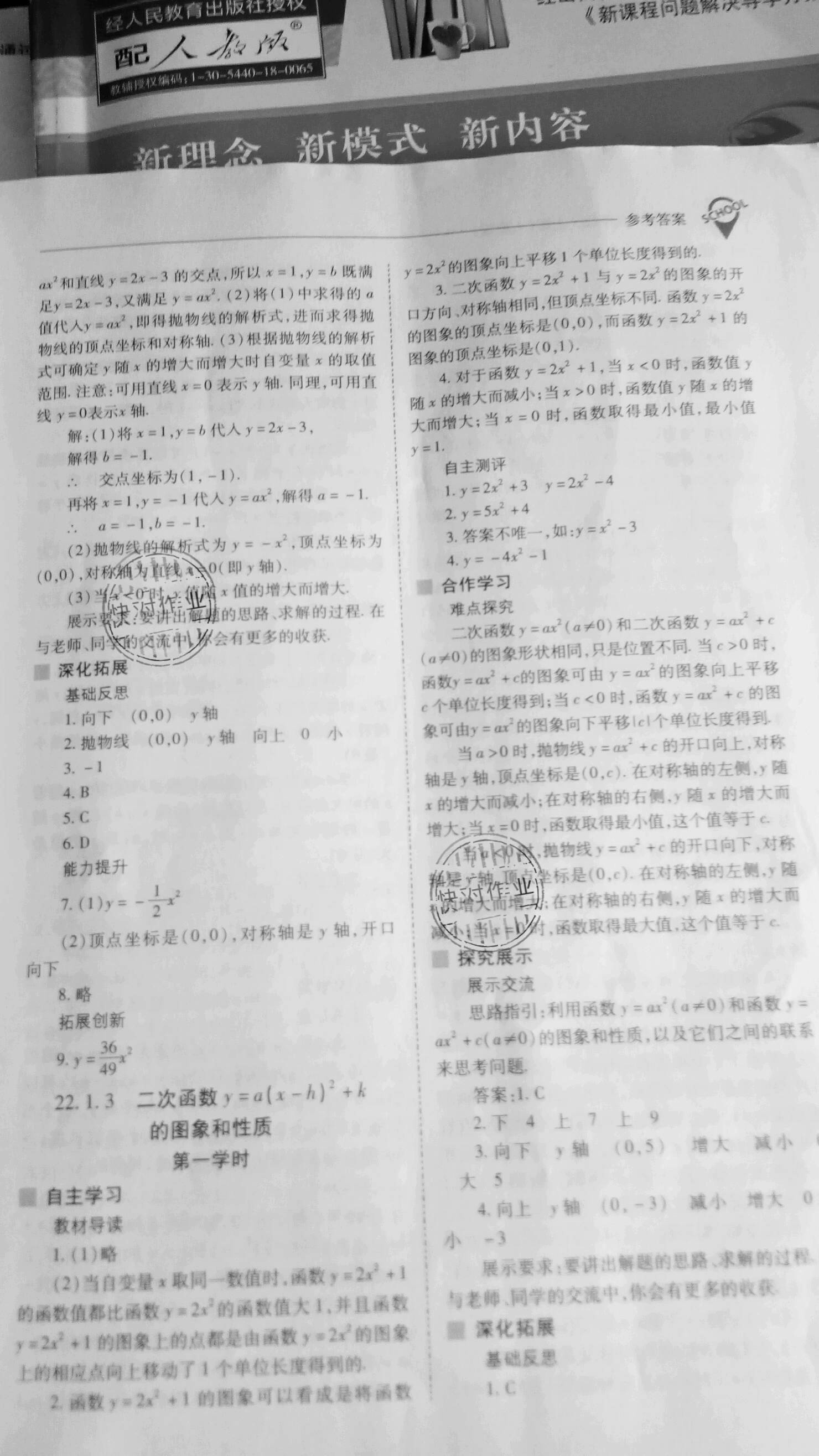 2019年新课程问题解决导学方案九年级数学上册人教版 参考答案第17页